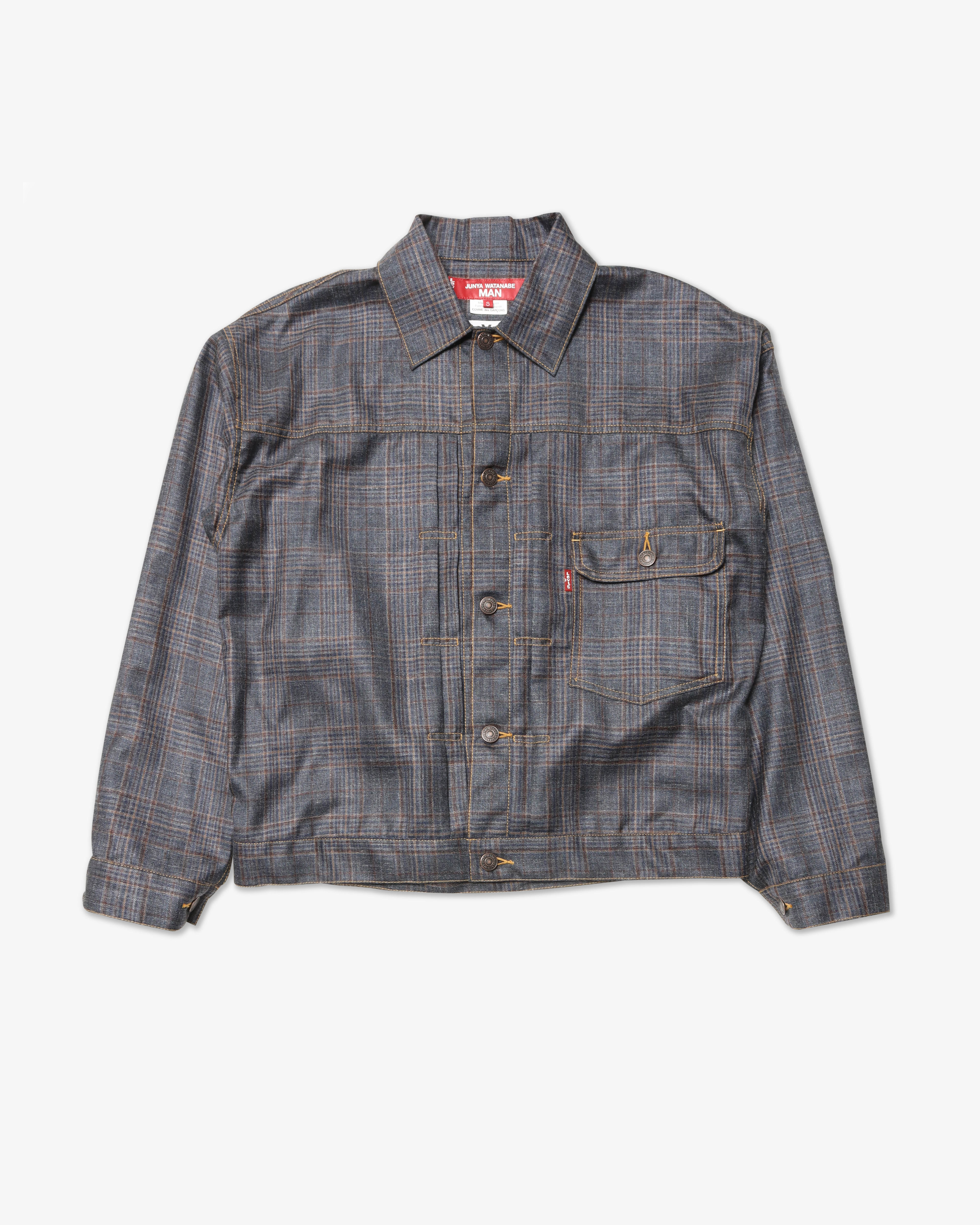 JUNYA WATANABE MAN: Wool Silk Check Levi's W Name (Nvy/Brn/Gry