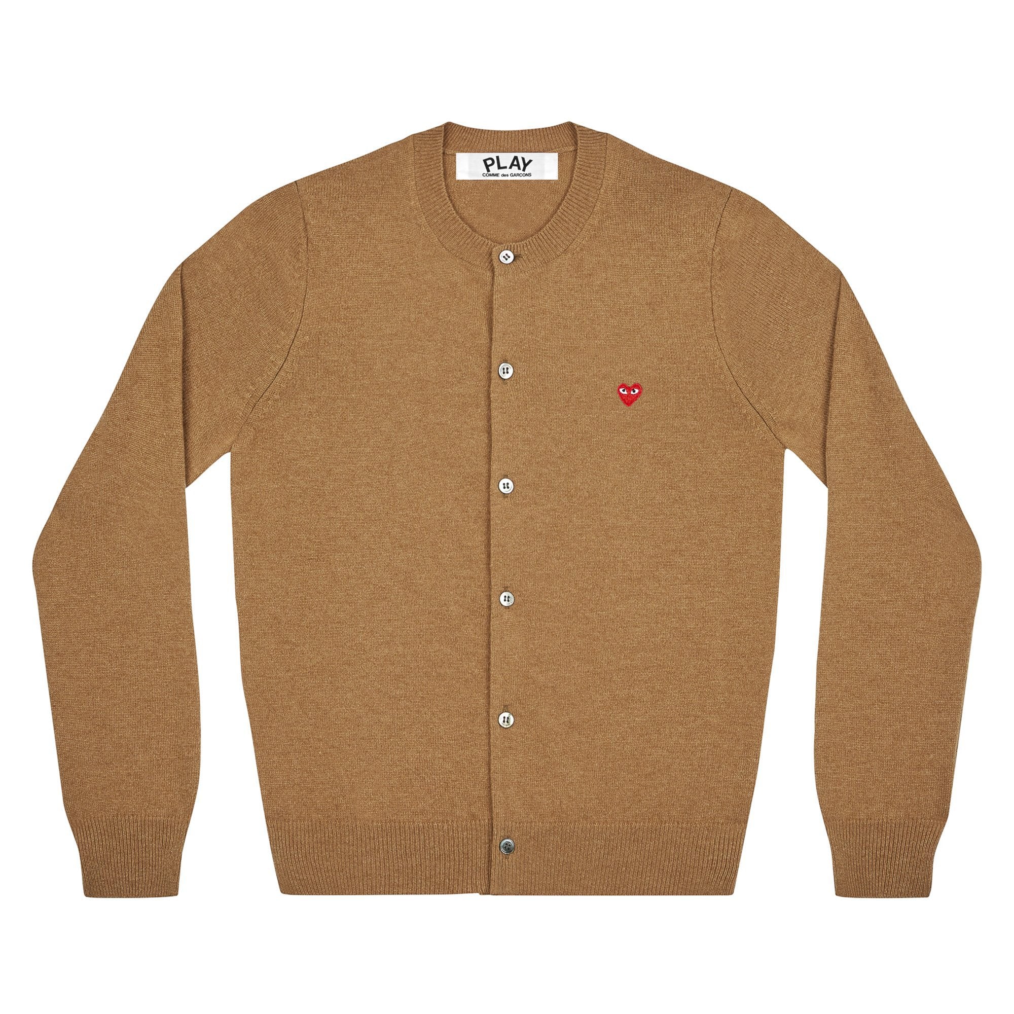 PLAY COMME des GARÇONS: Round Neck Cardigan With Red Small Emblem