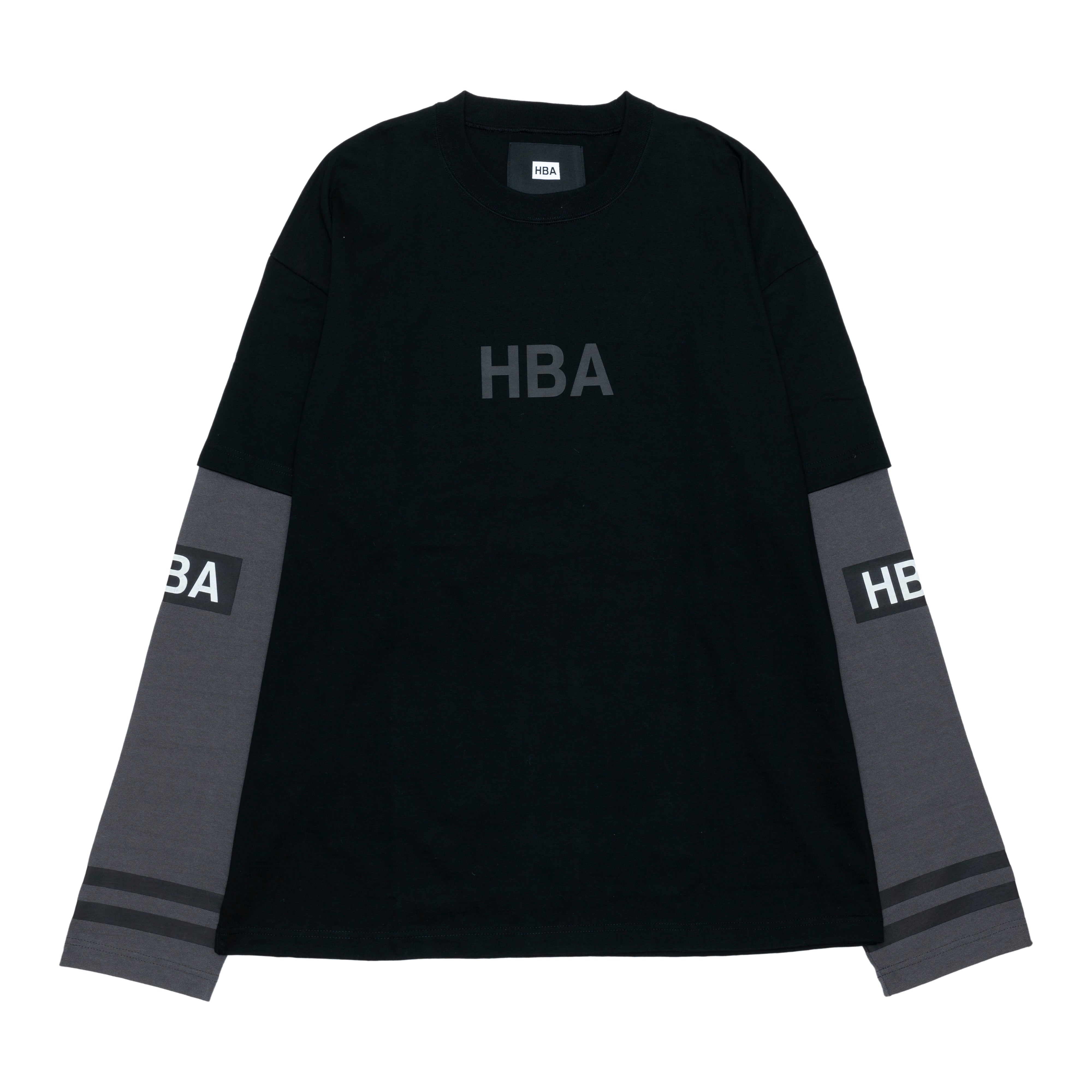HOOD BY AIR: DSM SP LAYERED L/S HOCKEY TEE (TRUE/WASHED BLACK ...