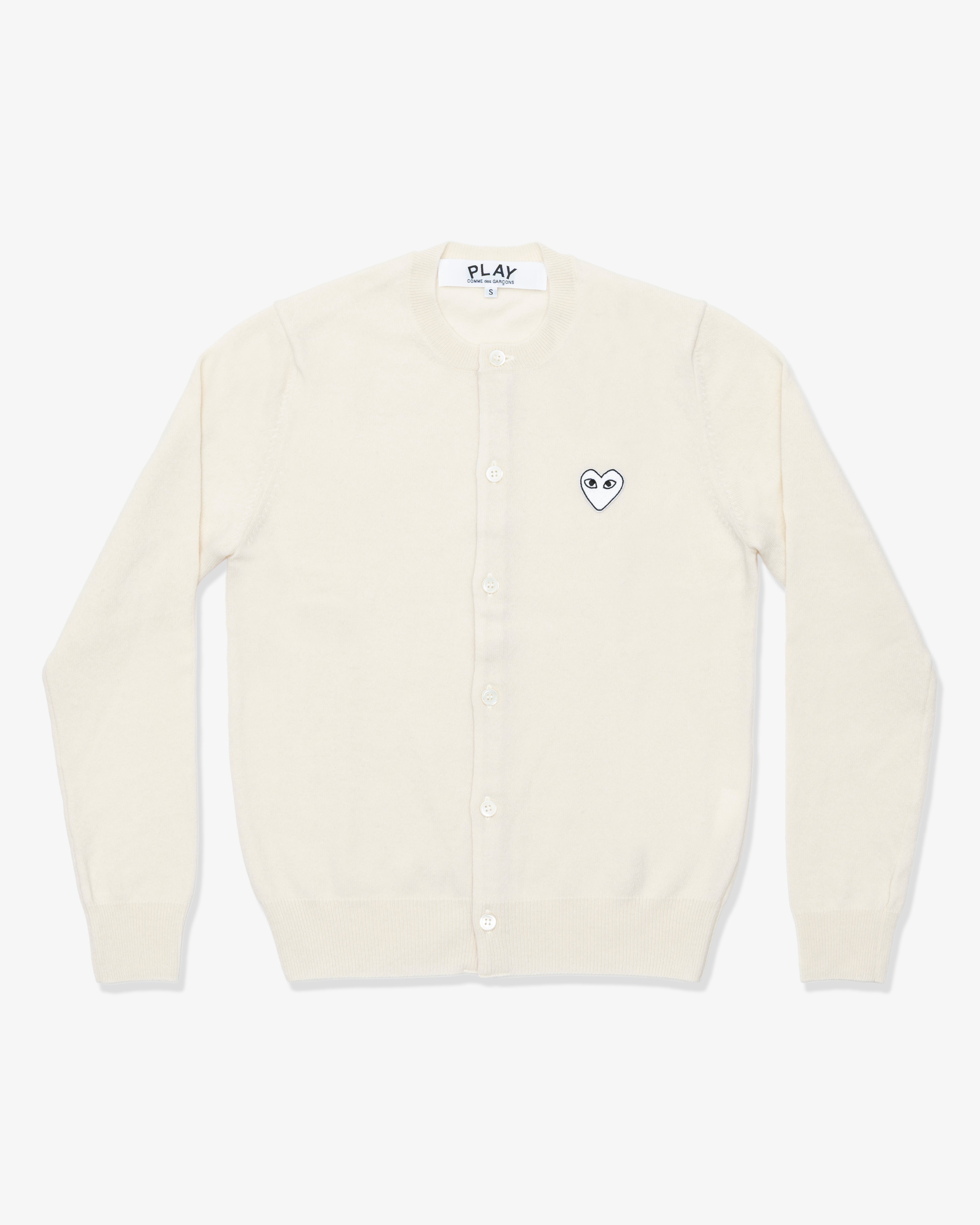 PLAY COMME des GARÇONS: Round Neck Cardigan With White Emblem
