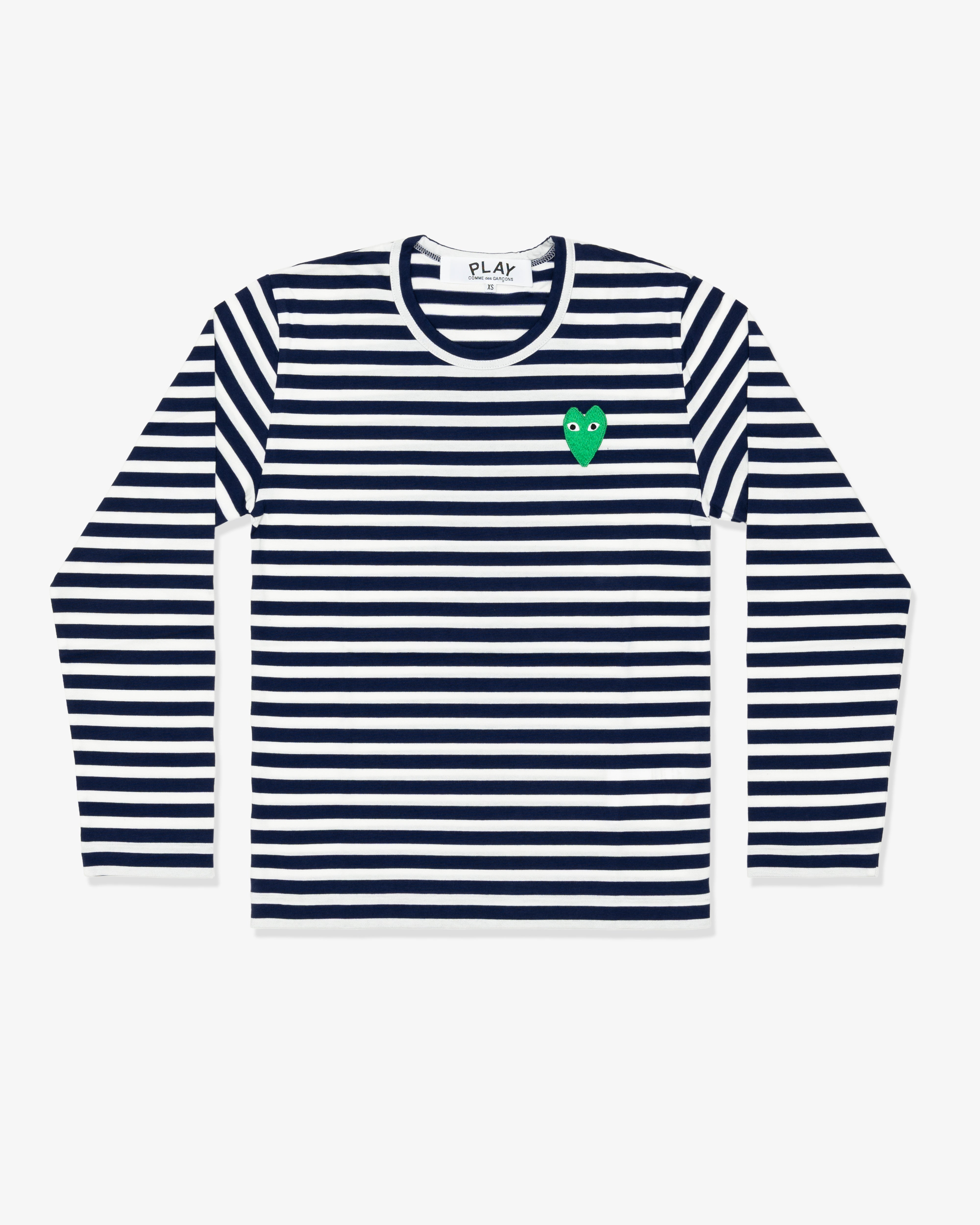 PLAY COMME des GARÇONS: Border Long Sleeve With Green Emblem (Navy