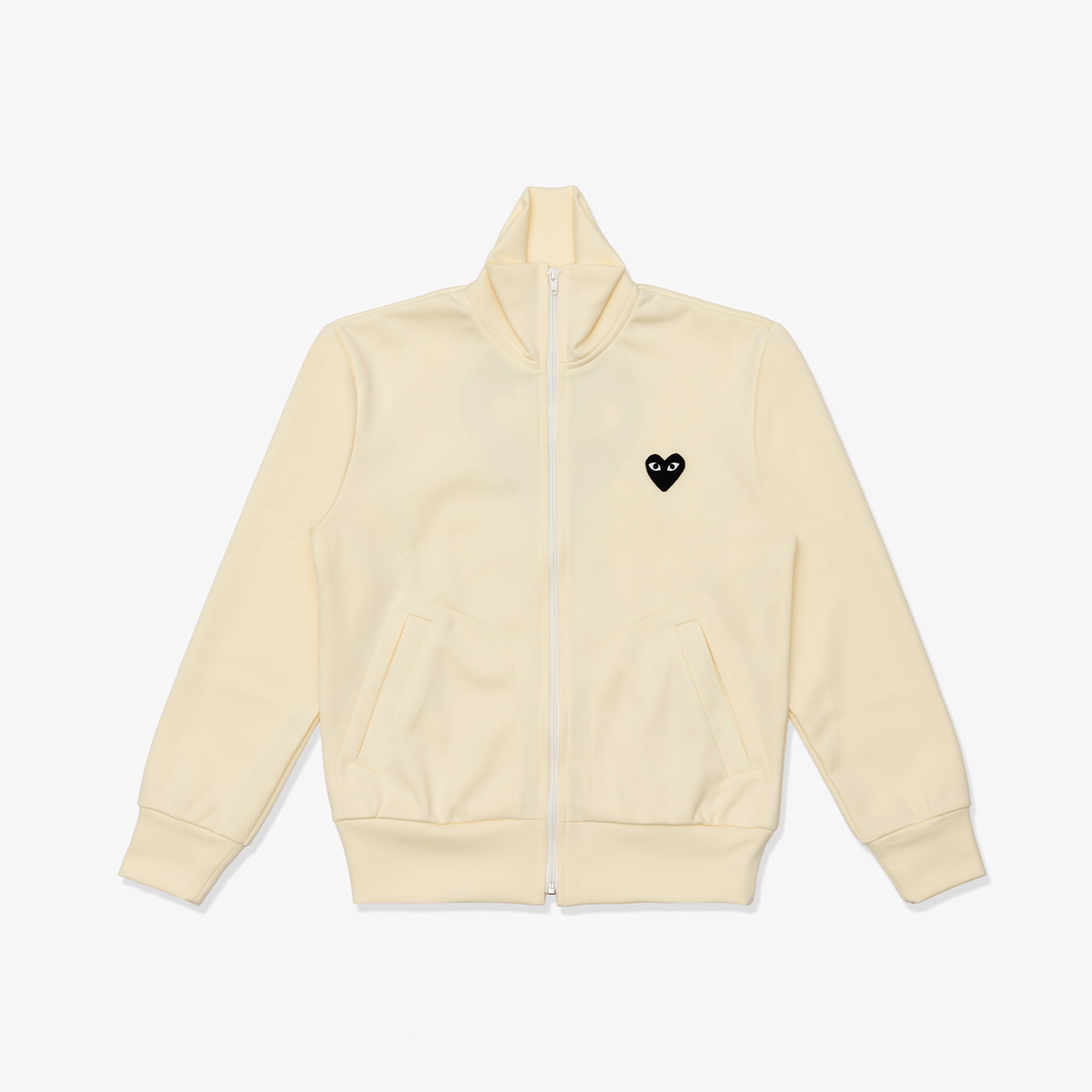 COMME des GARCONS クリーム色 フルジップジャージ PLAY COMME des GARÇONS: Back Printed Black X White Blouson With