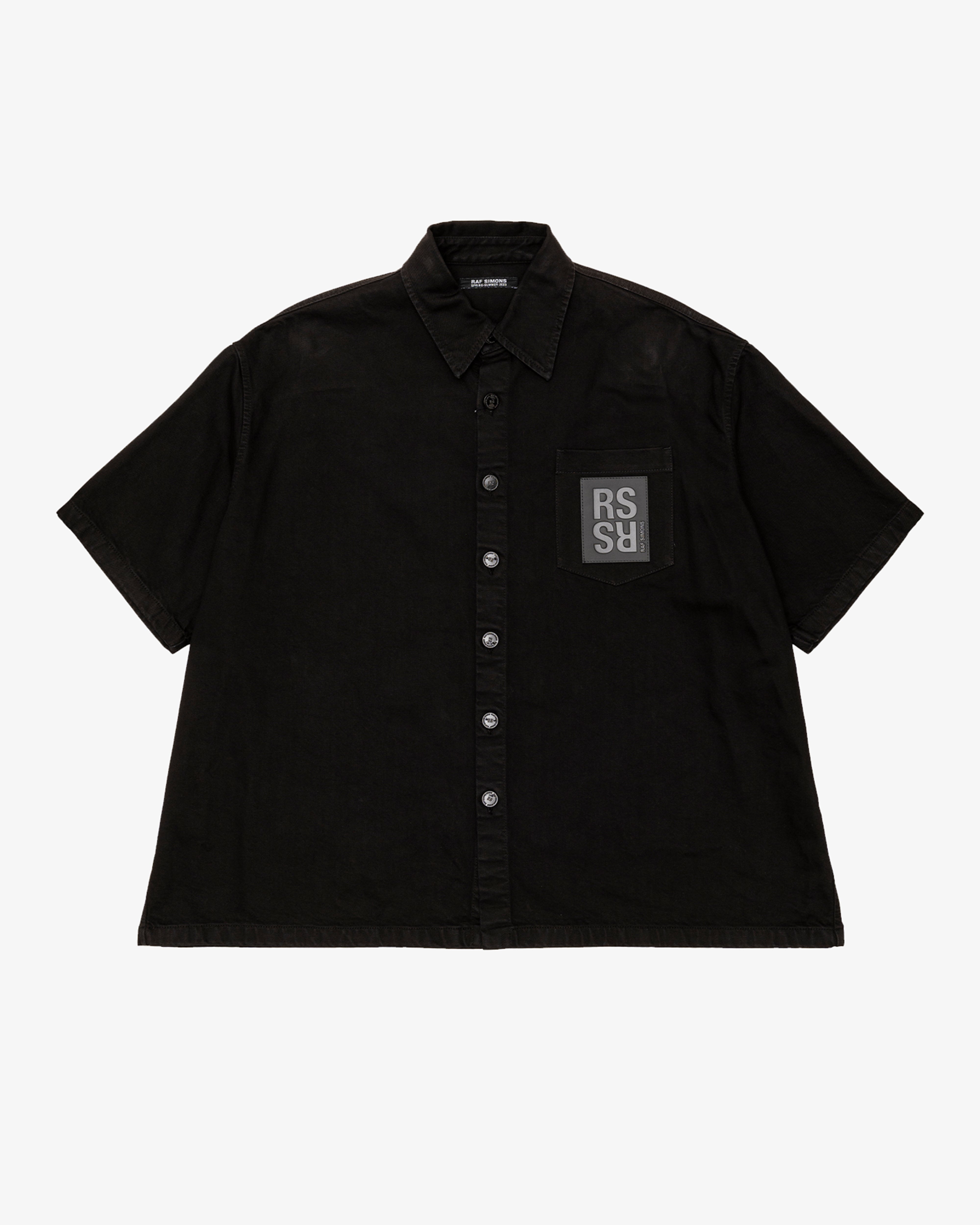 RAF SIMONS: Oversized Short Sleeved Denim (Black) | DSMG E-SHOP
