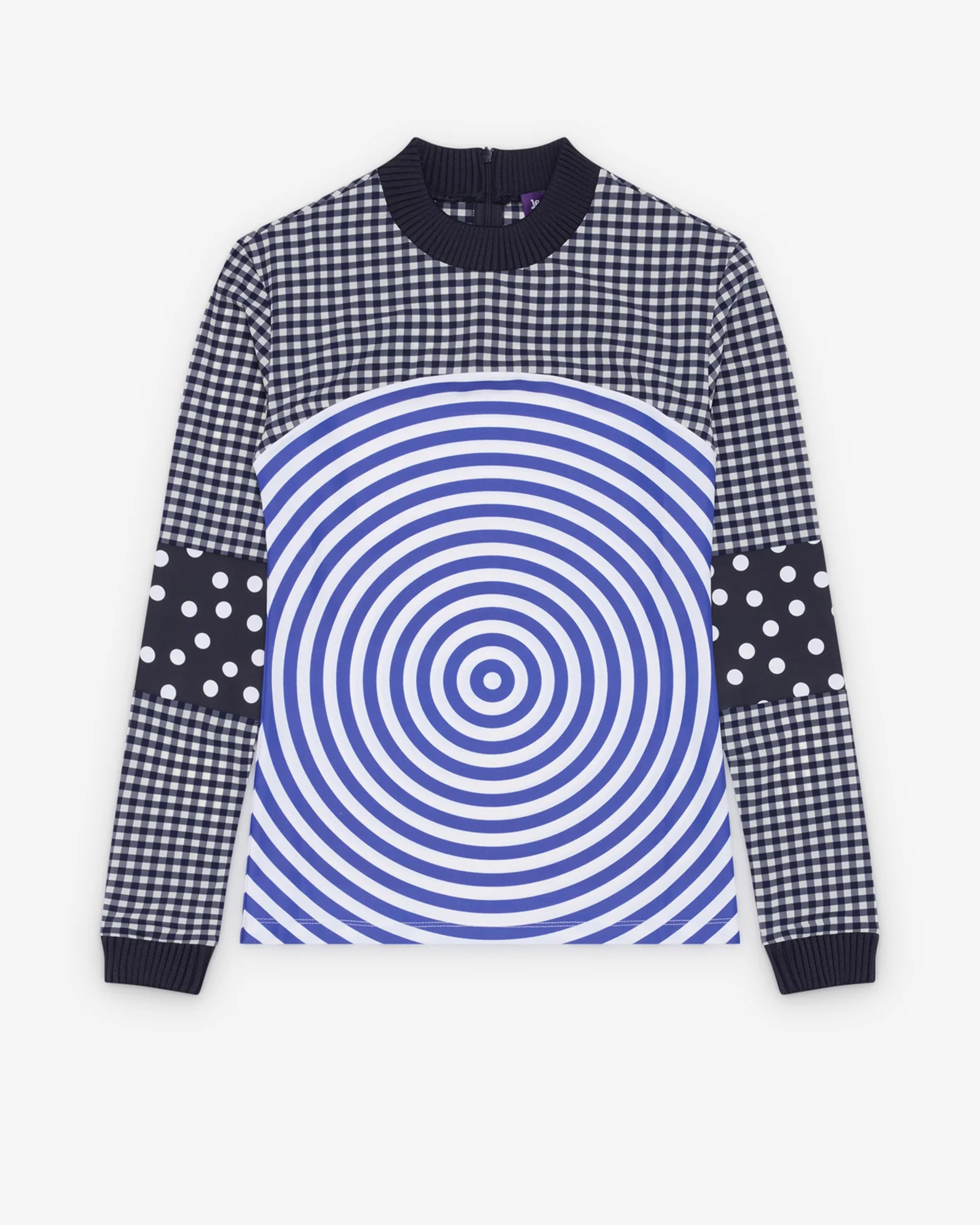 JEAN PAUL GAULTIER: Mix Jersey Knitted Gingham (White) | DSMG E-SHOP
