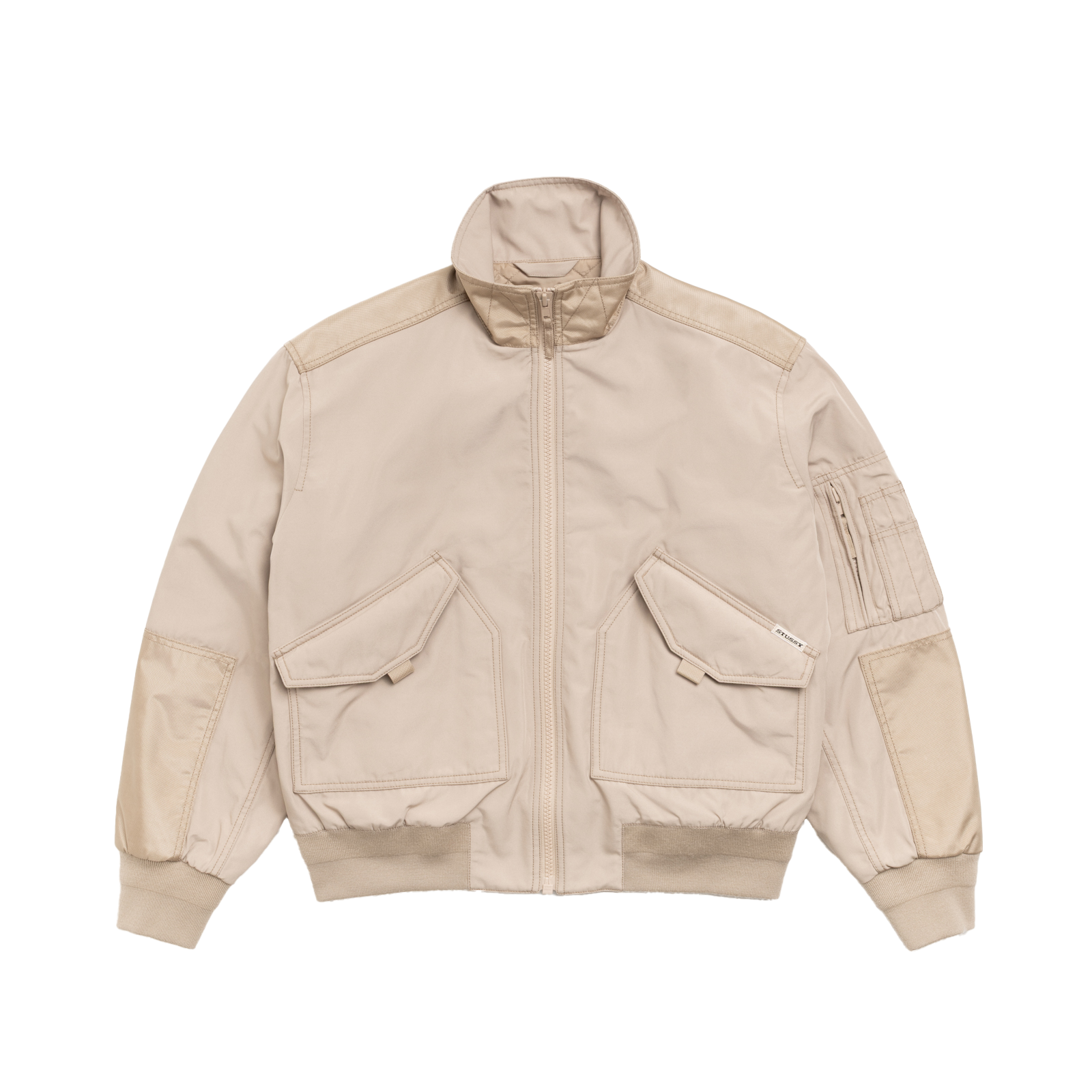 STUSSY: Mock Neck Flight Bomber (Khak) | DSMG E-SHOP