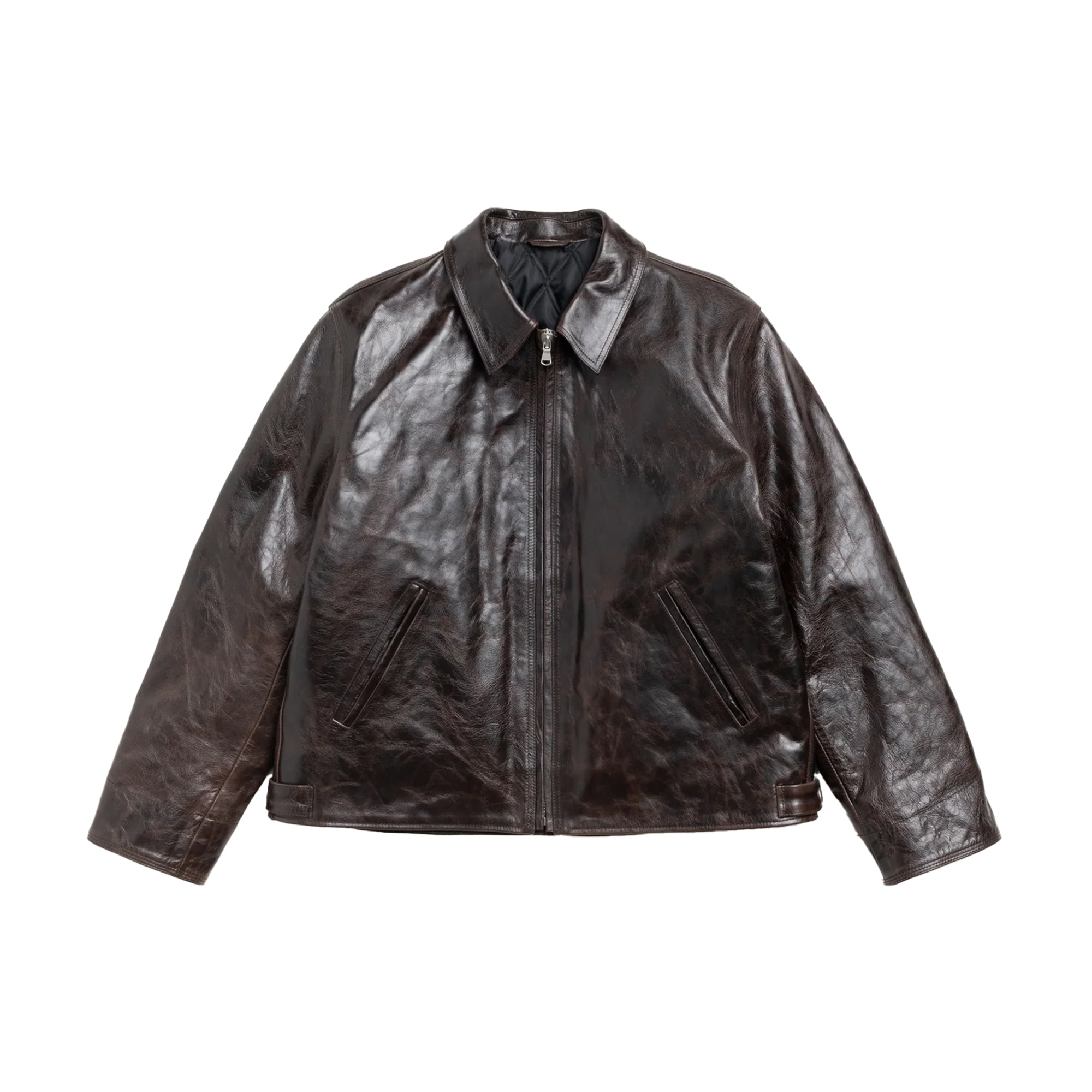 STUSSY: Garage Jacket Leather (Dark Brown) | DSMG E-SHOP