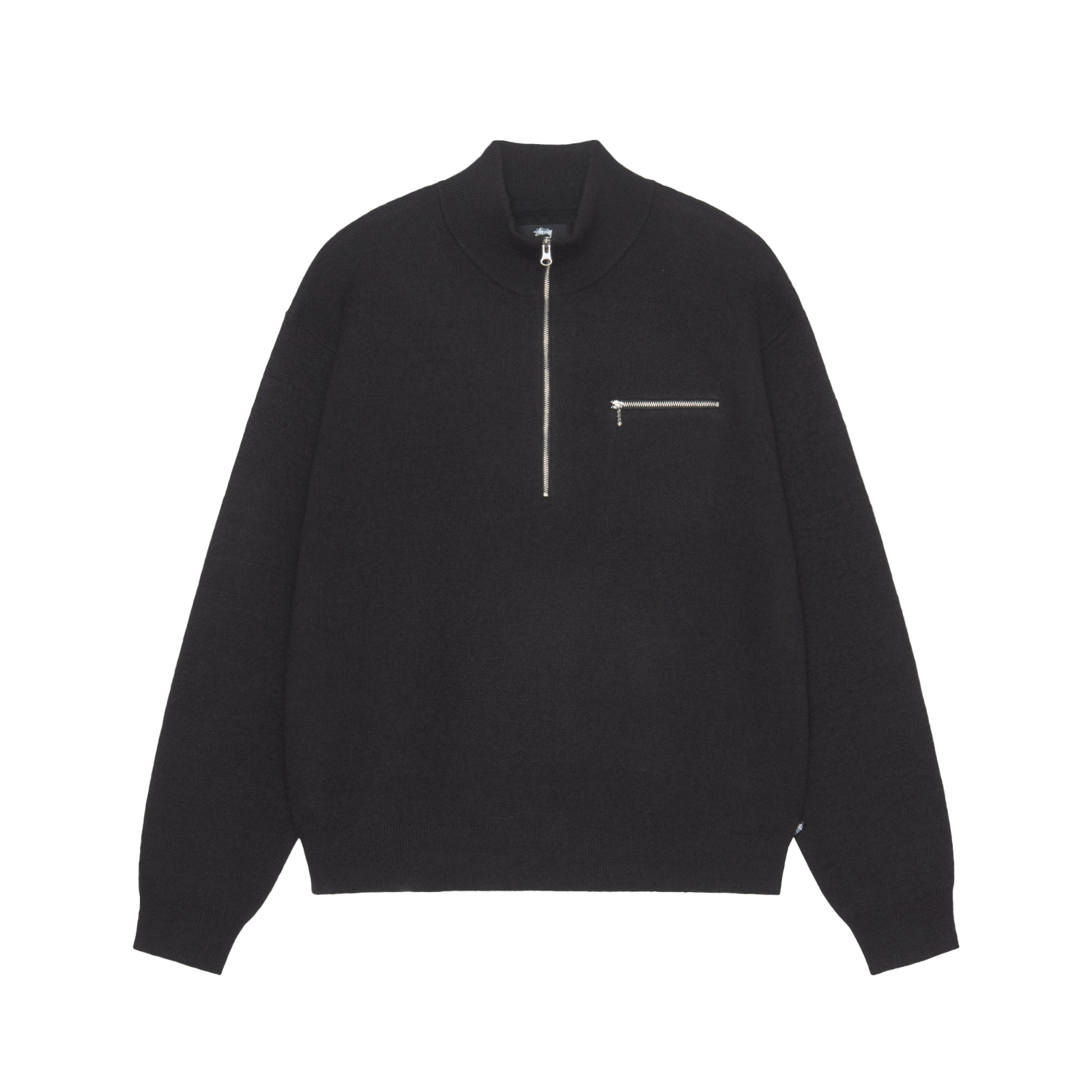 STUSSY - Half Zip Mock Neck Sweater - (Black)