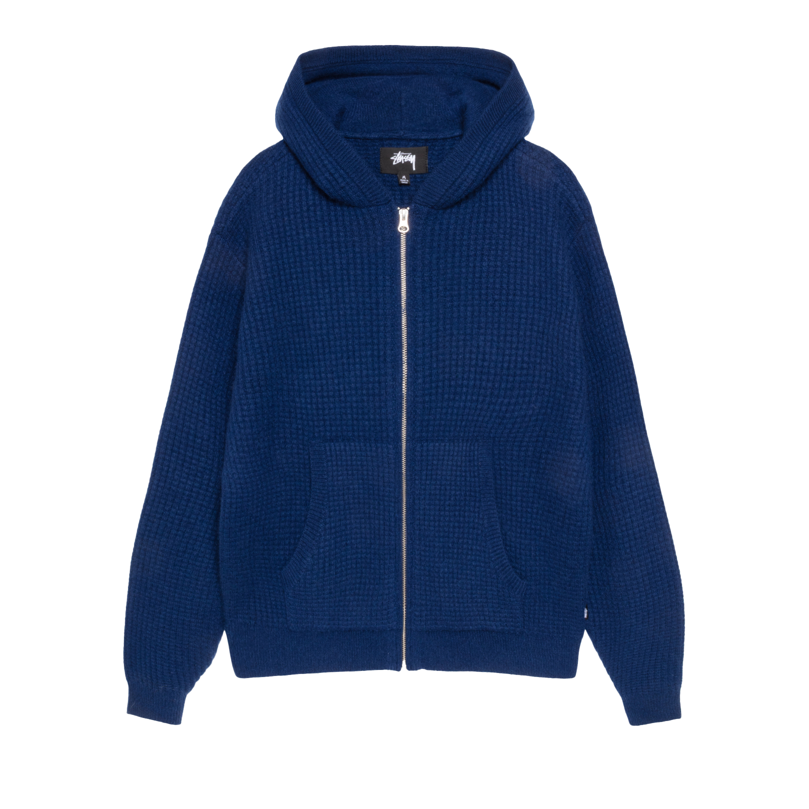 STUSSY: Waffle Cashmere Zip Hood (Navy) | DSMG E-SHOP
