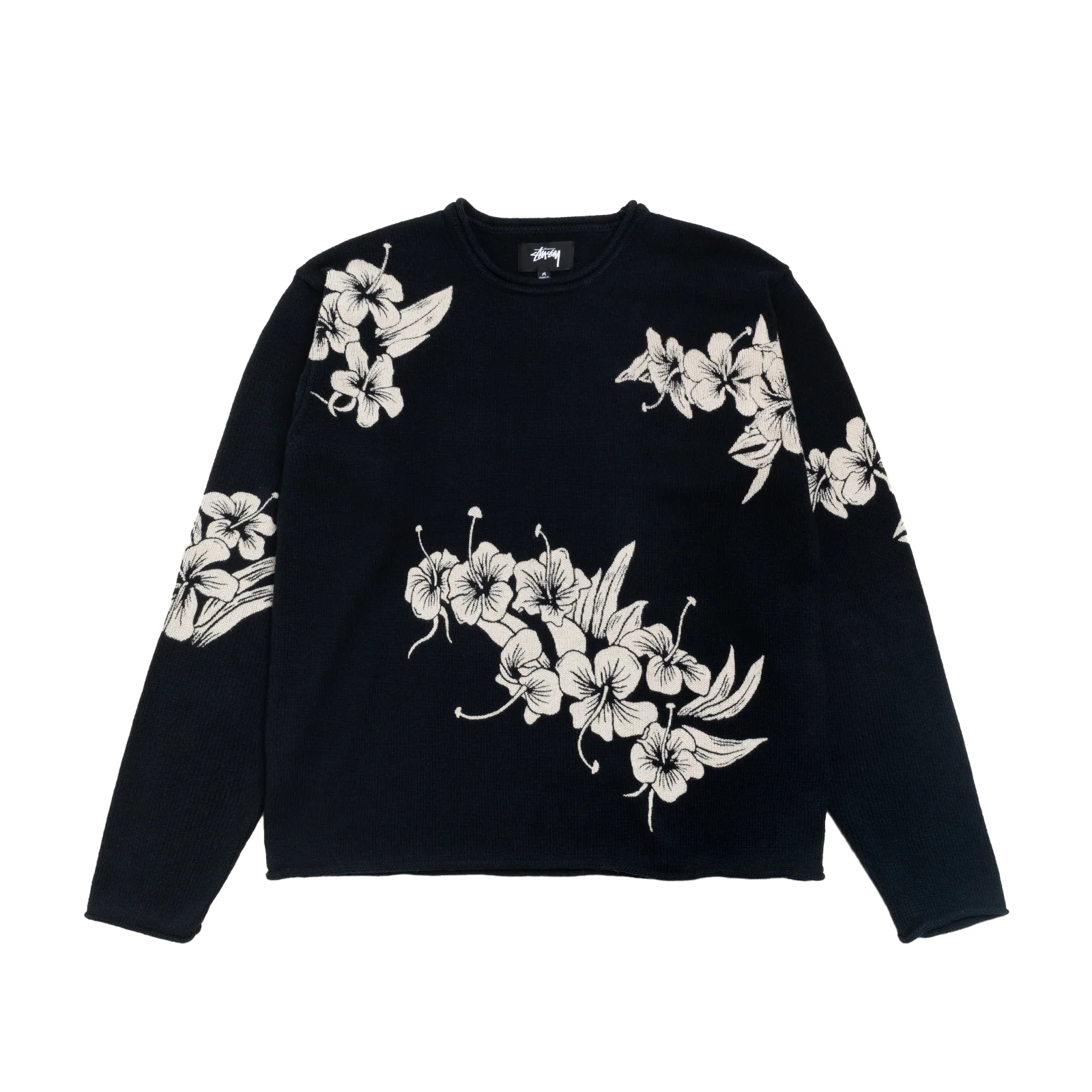 STUSSY: Floral Roll Neck Sweater (Black) | DSMG E-SHOP