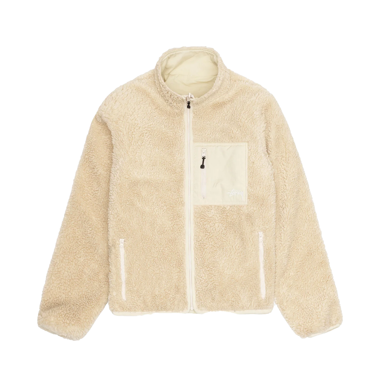 STUSSY: Sherpa Reversible Jacket (Natural) | DSMG E-SHOP 