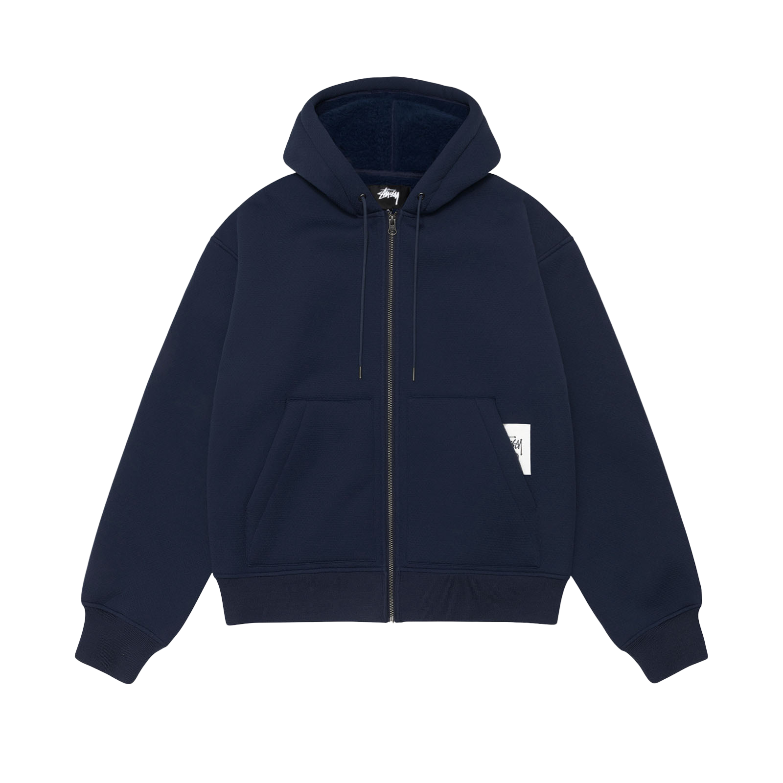 STUSSY: Bonded Sherpa Lined Hoodie (Blue) | DSMG E-SHOP