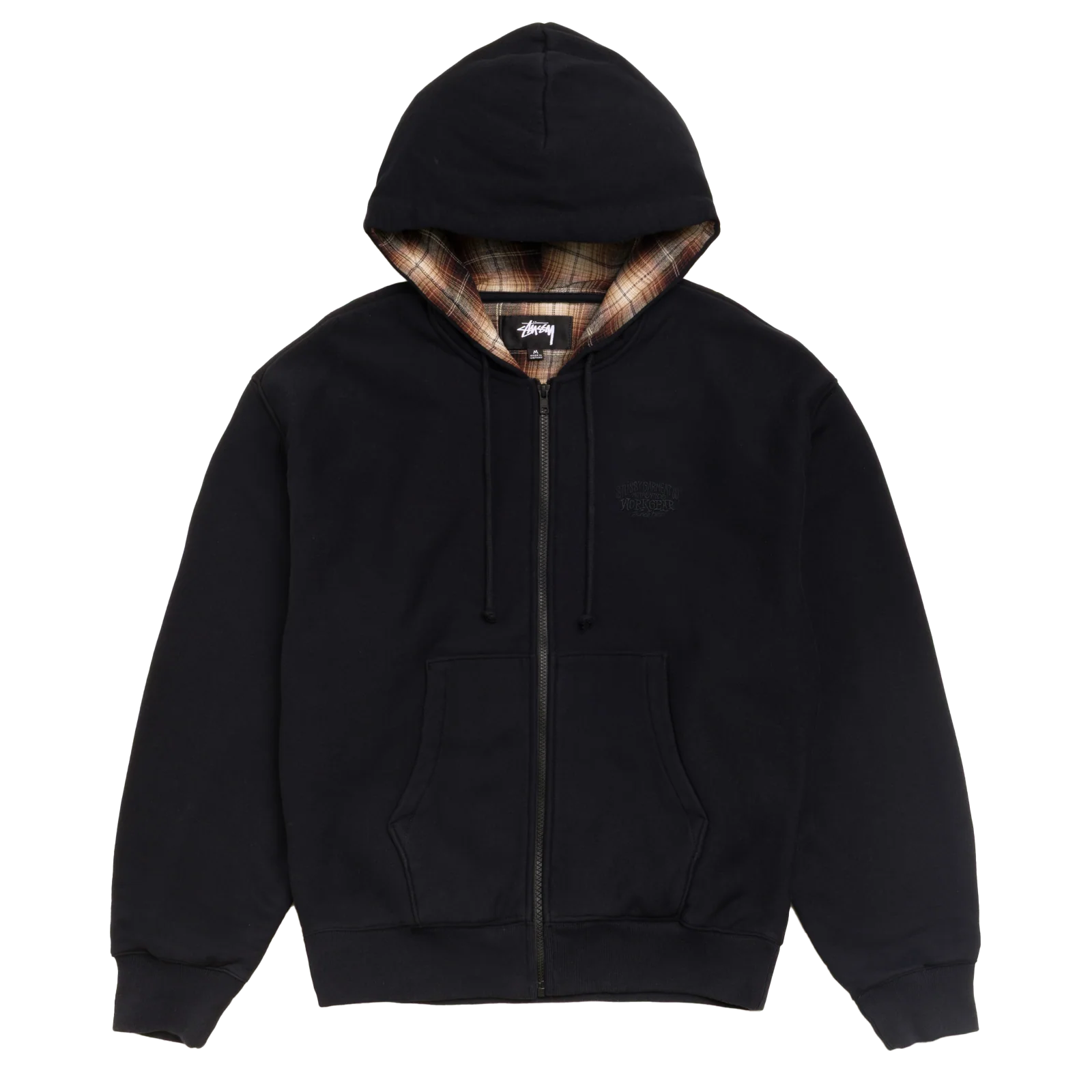 STUSSY: Plaid Lined Zip Hoodie (Black) | DSMG E-SHOP