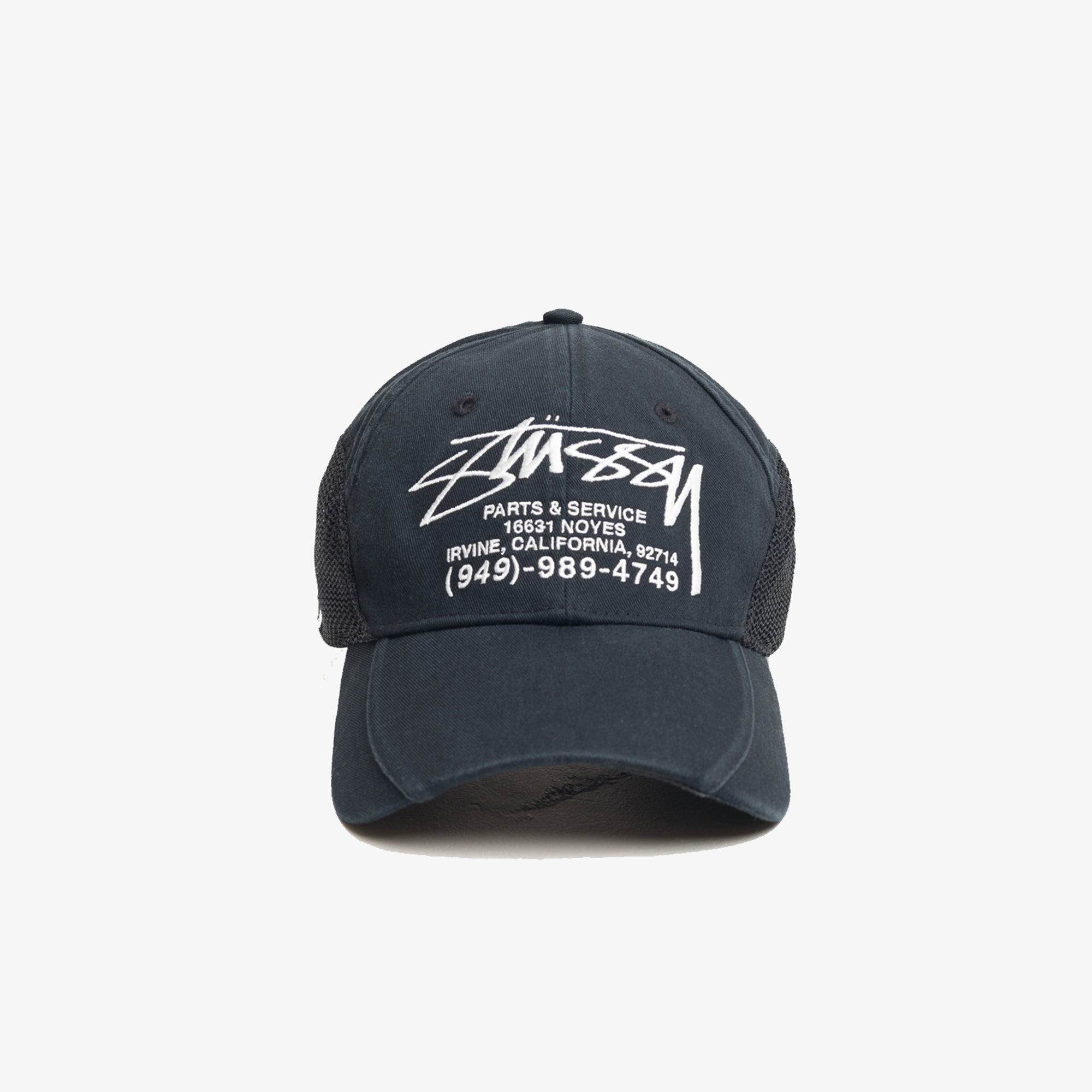 STUSSY: Lp Service Mesh Strapback Cap (Black) | DSMG E-SHOP