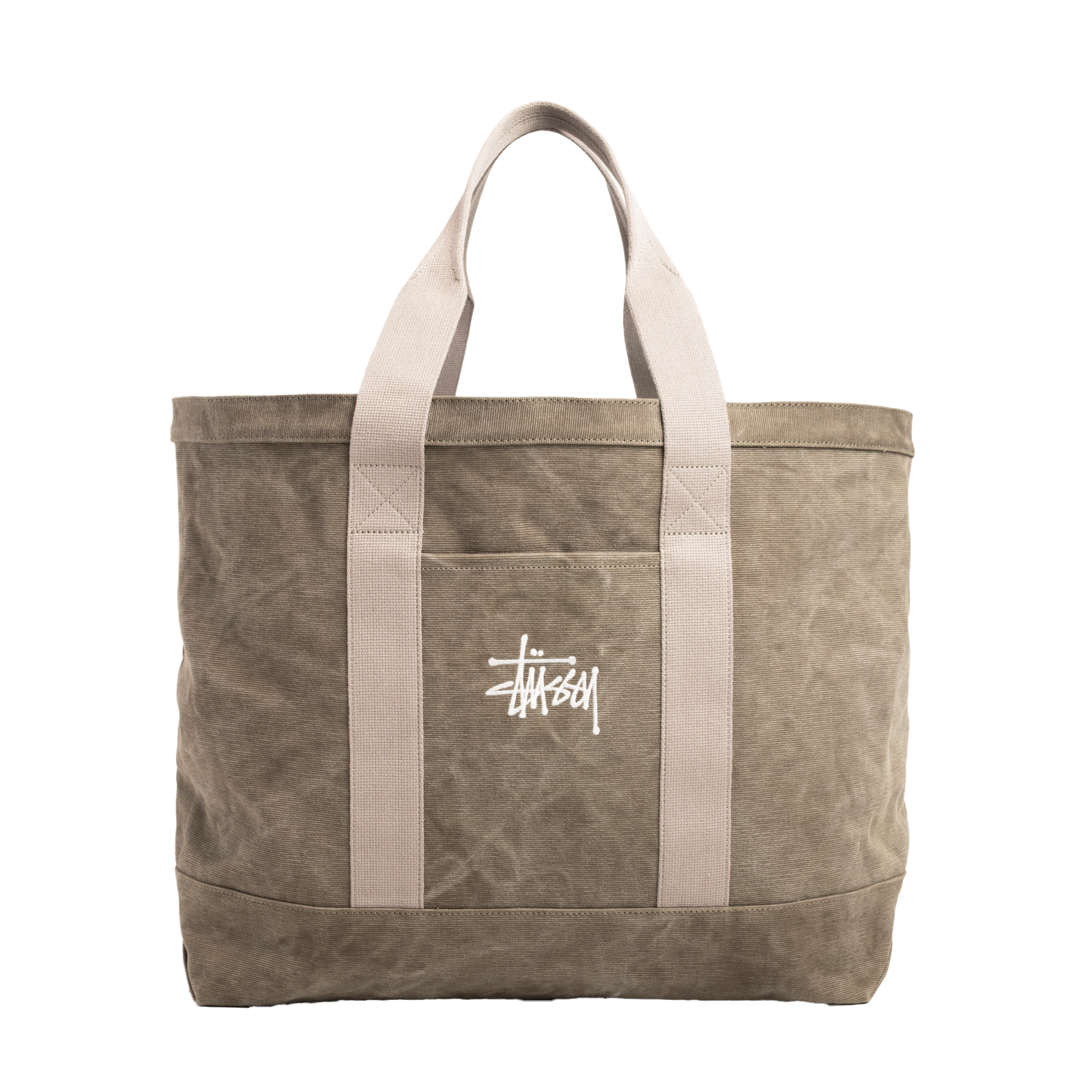STUSSY: Waxed Canvas Xl Tote Bag (Ston) | DSMG E-SHOP