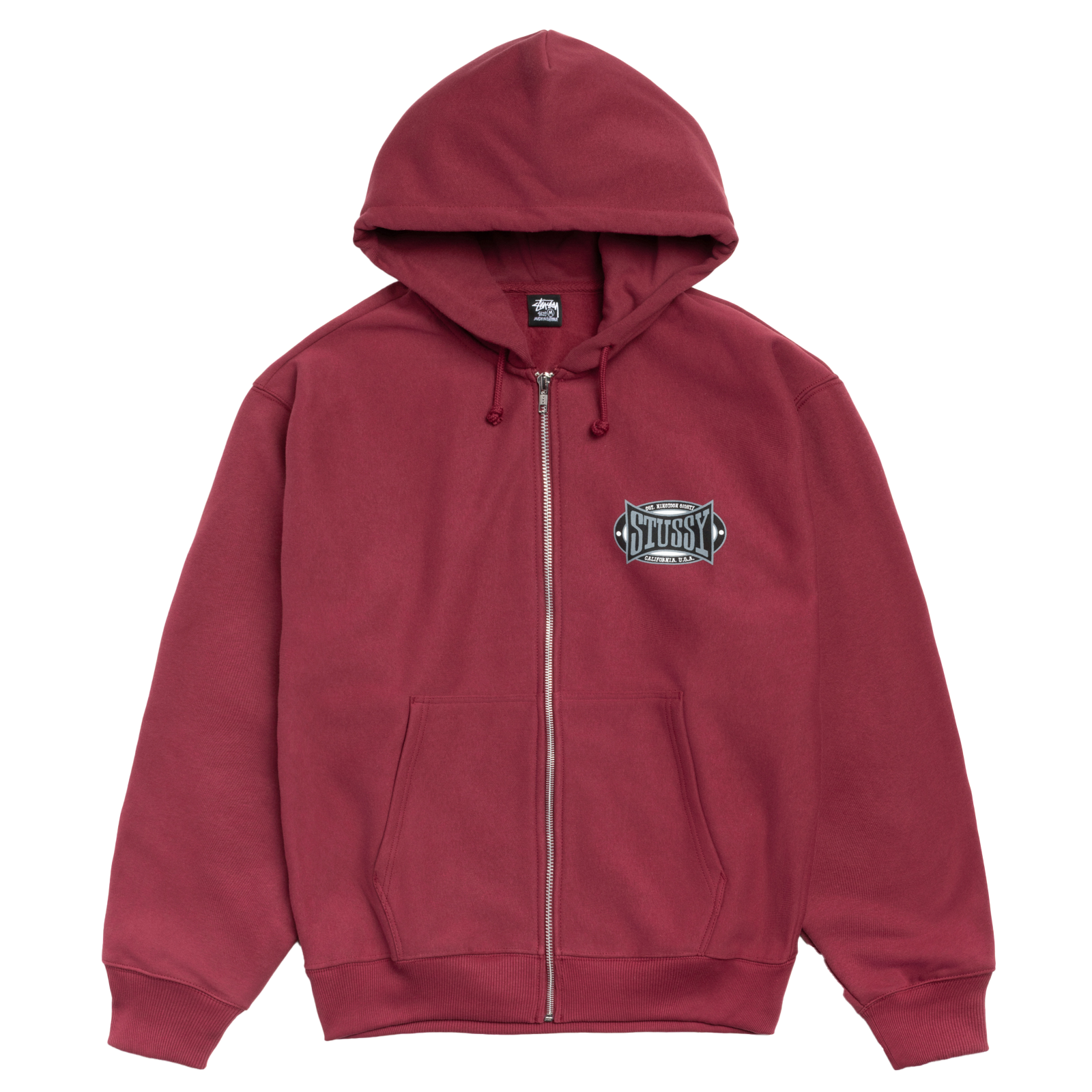 STUSSY: Champion Oval Zip Hood (Wine) | DSMG E-SHOP