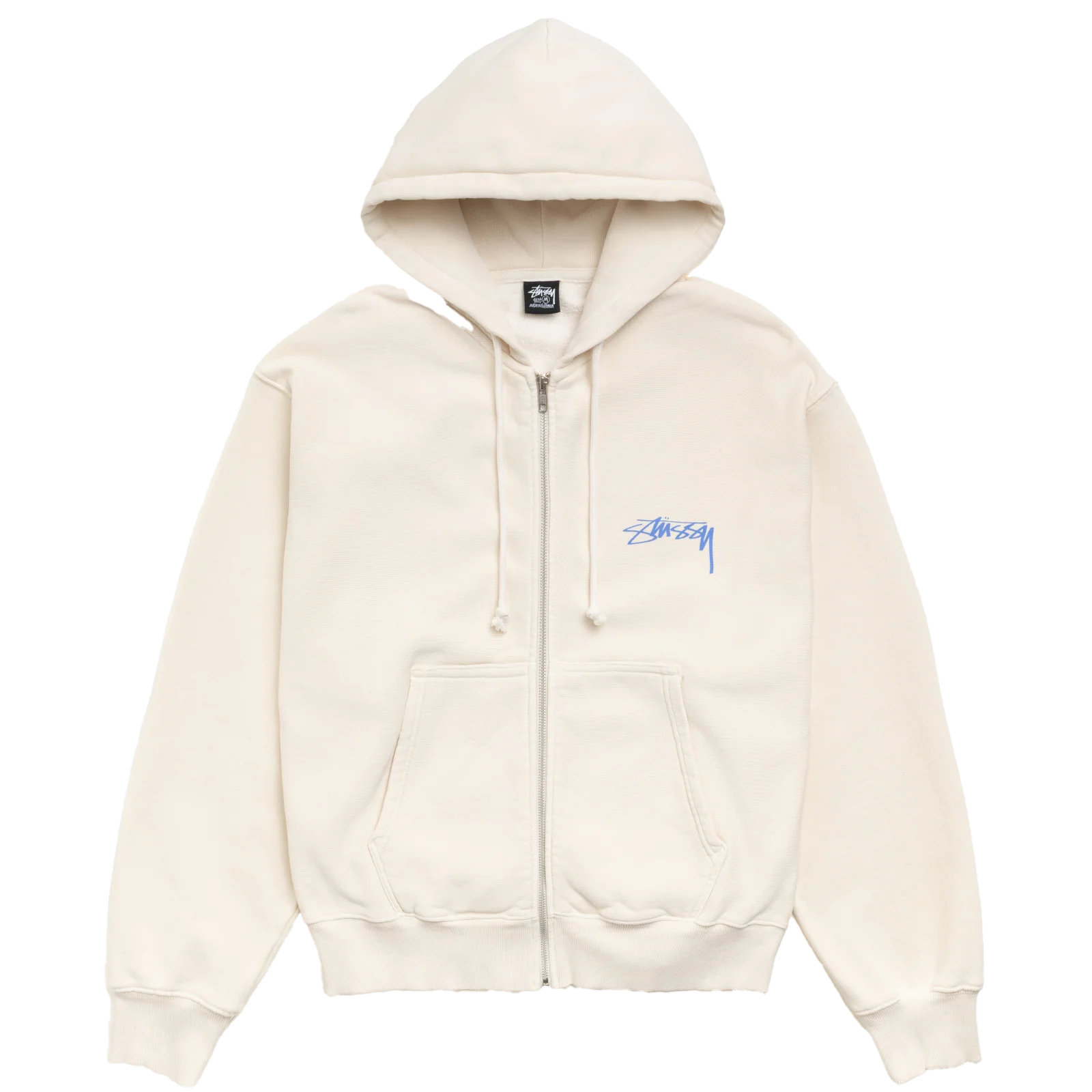 STUSSY: Skate Stack Gar. Dyed Zip Hood (Bone) | DSMG E-SHOP