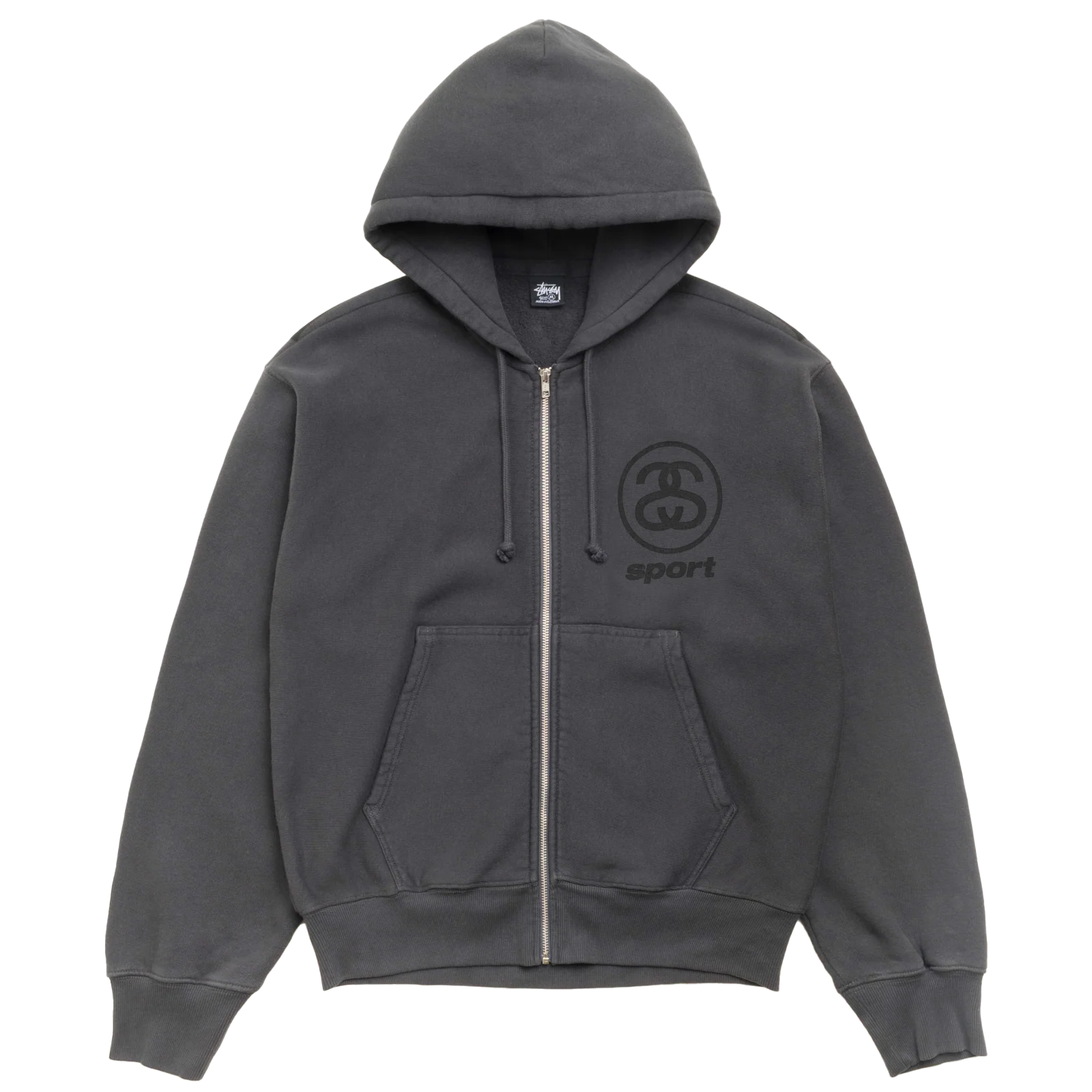 STUSSY: Link Sport Gar. Dyed Zip Hoodie (Faded Black) | DSMG E-SHOP