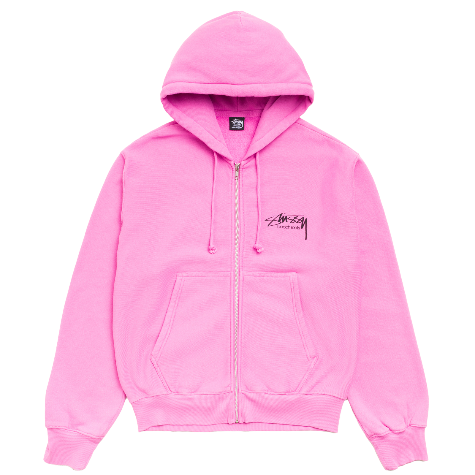 Stussy フード付きピンクダウン(穴あり） STUSSY: Beach Roots Gar. Dyed Zip Hood (Pink) | DSMG E-SHOP