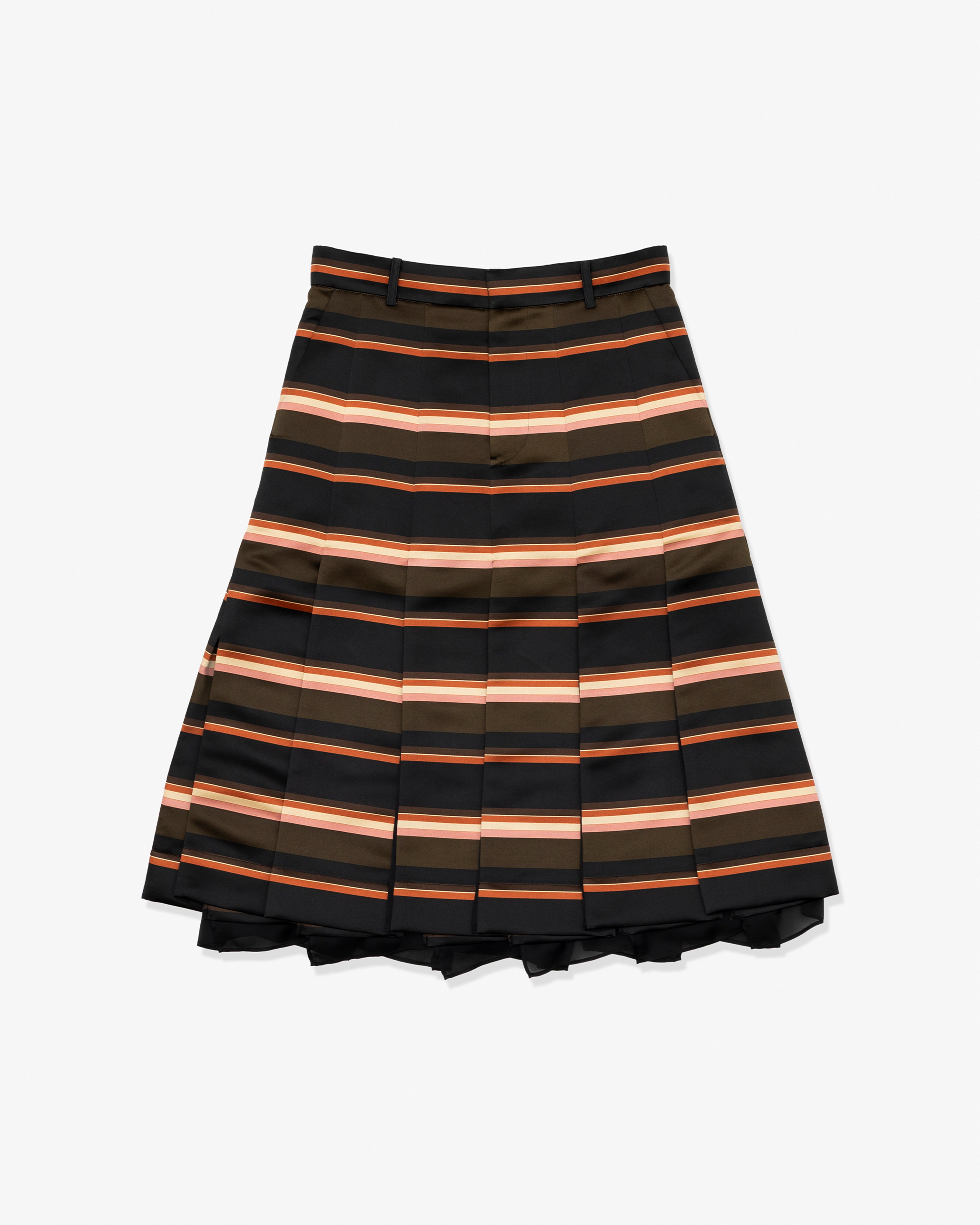 SACAI: Horizontal Stripe Skirt (Khaki x Pink) | DSMG E-SHOP