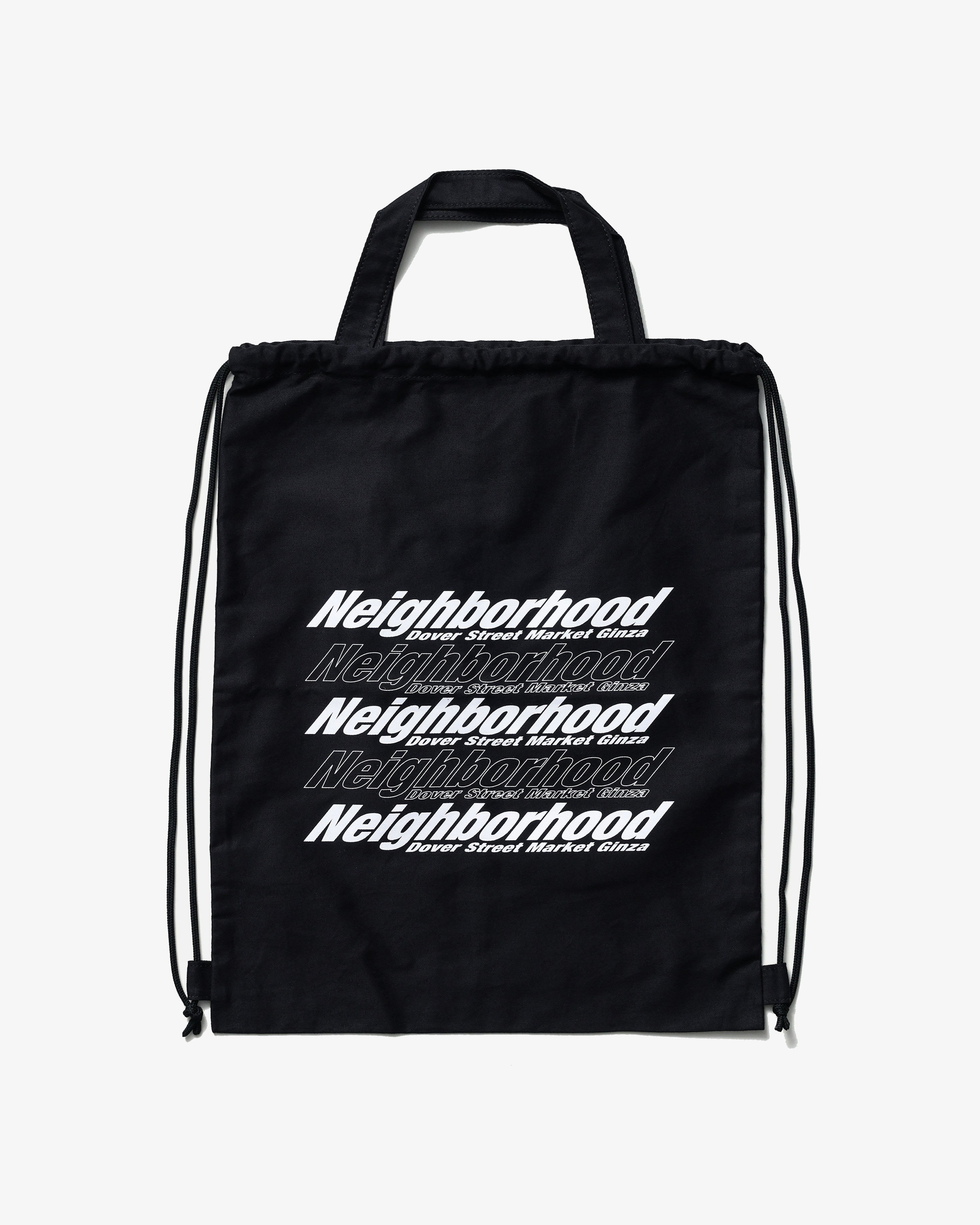NEIGHBORHOOD: DSM GINZA Drawstring Tote Bag (Black) | DSMG E-SHOP