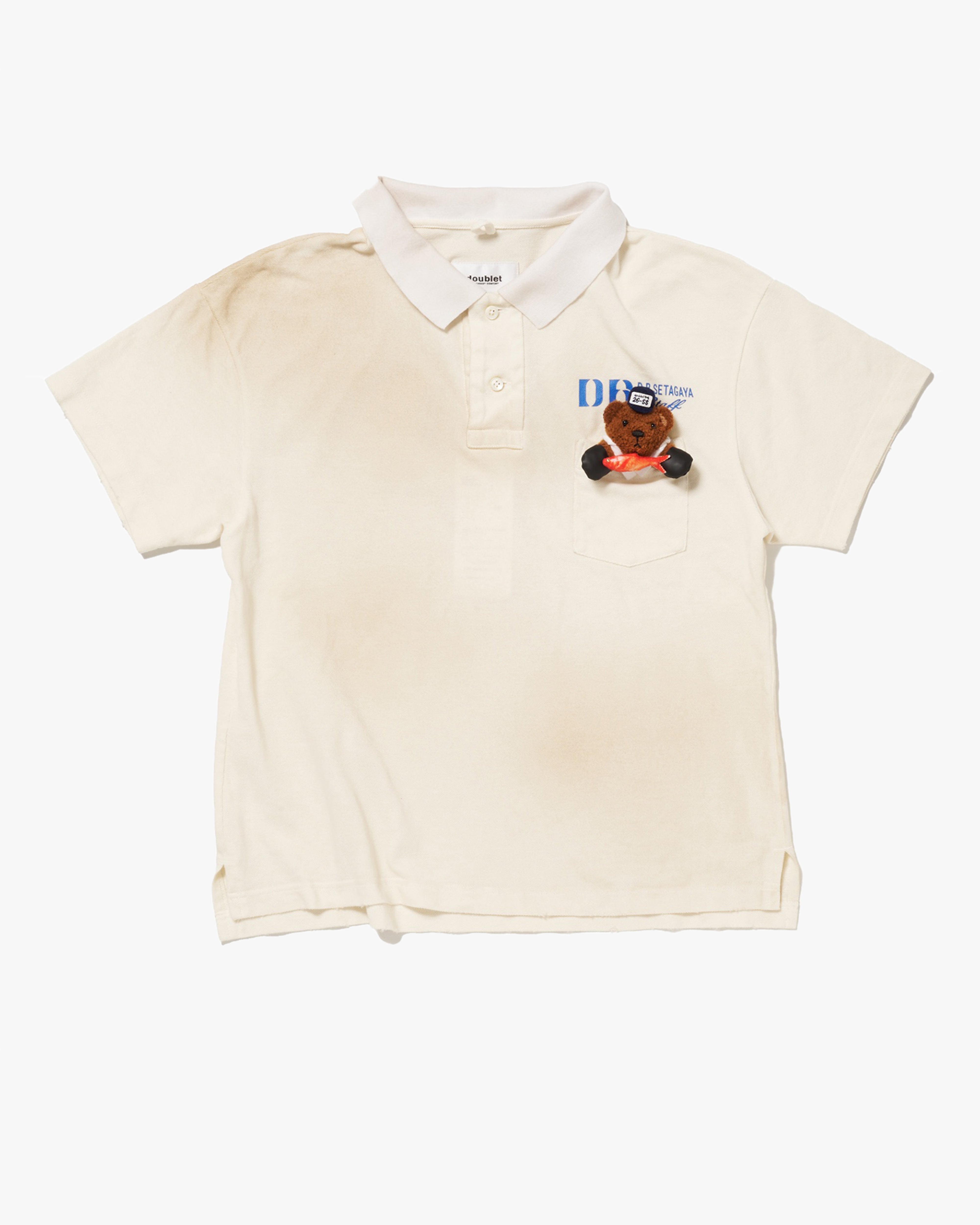 DOUBLET: Polo Shirt With My Workwear Bear (White) | DSMG E-SHOP