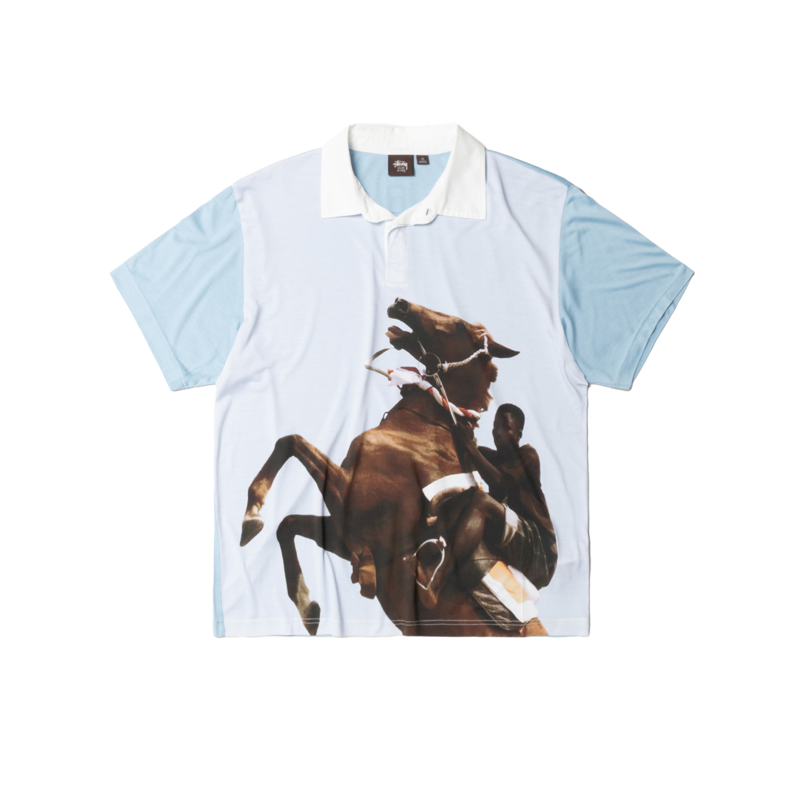 STUSSY: Wb Silk Polo (Blue) | DSMG E-SHOP