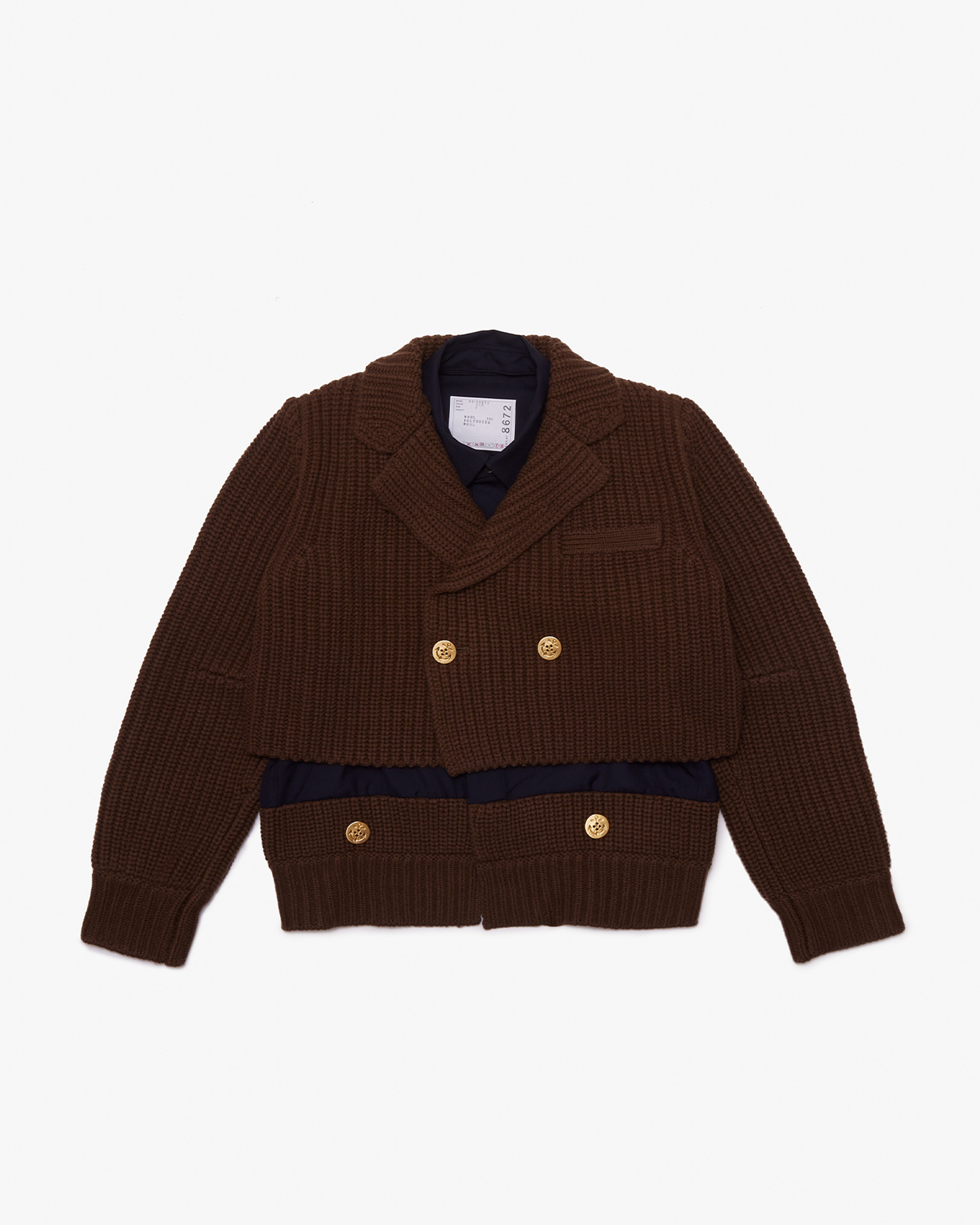 sacai 21AW Wool Knit × Suiting Jacket 2 SACAI: Wool Knit X Suiting Jacket (Brown×Navy) | DSMG E-SHOP