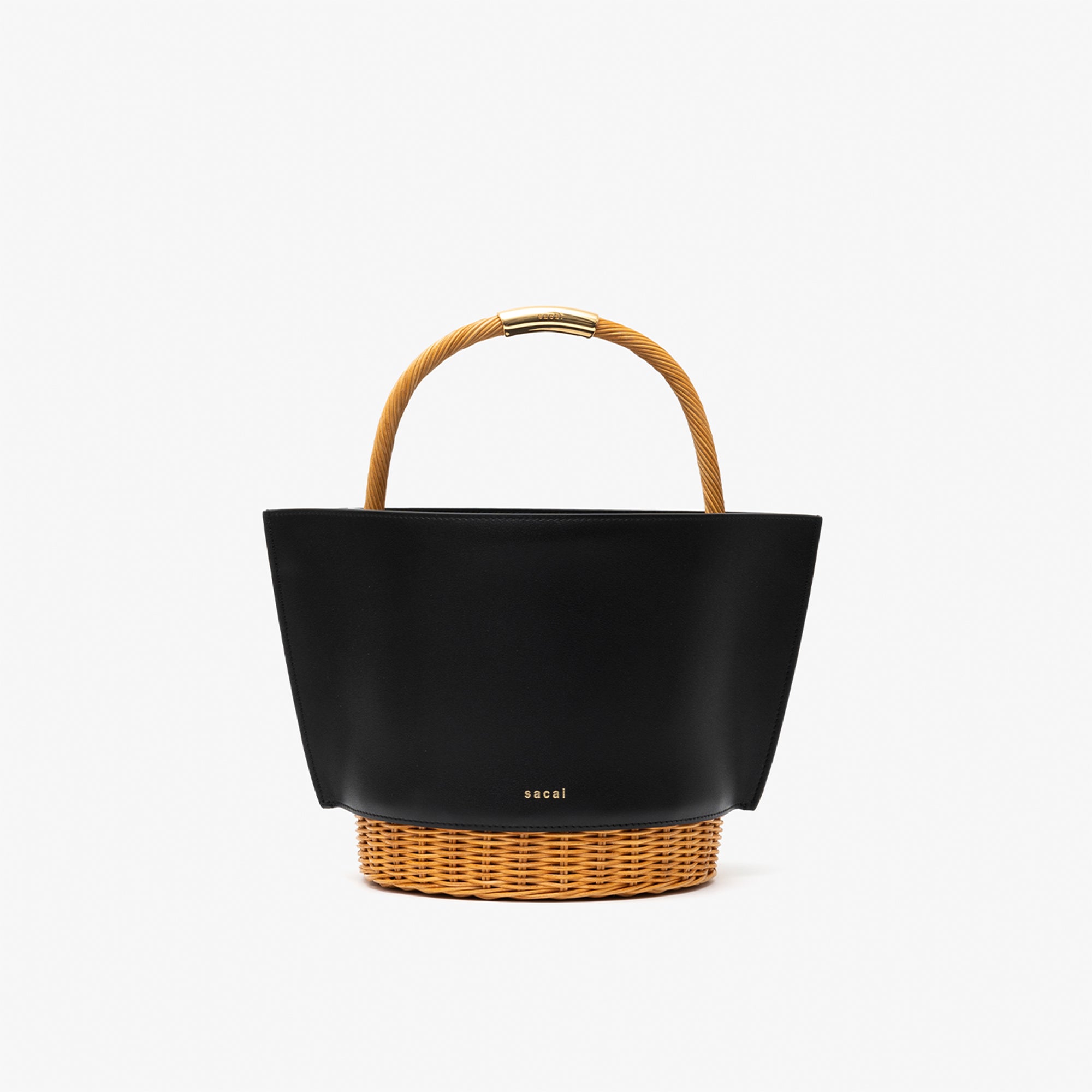 バッグ Sacai Mint Leather Basket Tote Bag Black SACAI: Leather X Rattan Basket Medium (Black) | DSMG E-SHOP