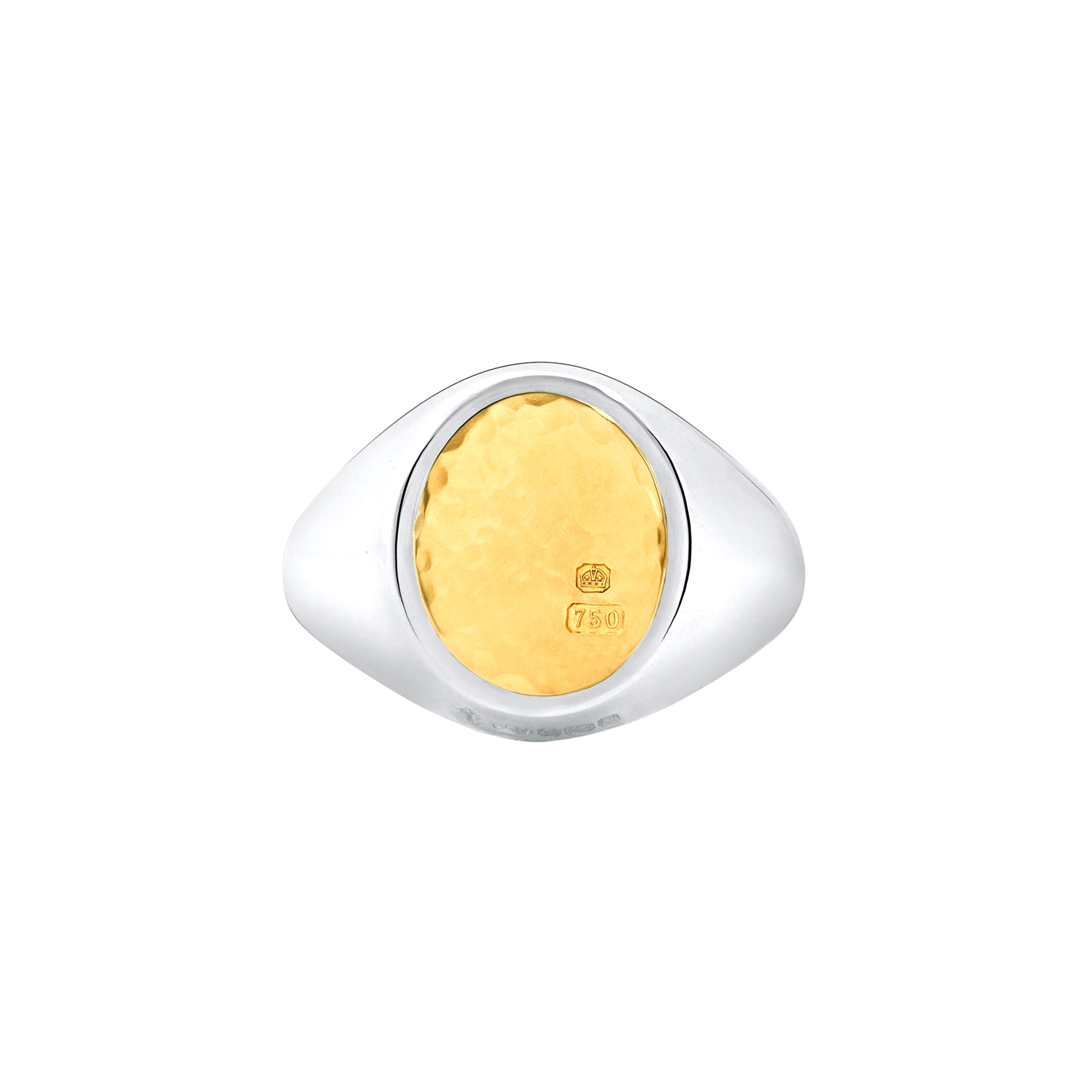 BUNNEY: Hammered Signet Ring / Silver 925 x 18ct Yellow Gold B0600105 |  DSMG E-SHOP