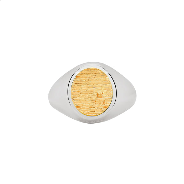 BUNNEY - Bark Signet Ring / Silver 925 x 18ct Yellow Gold B0600124