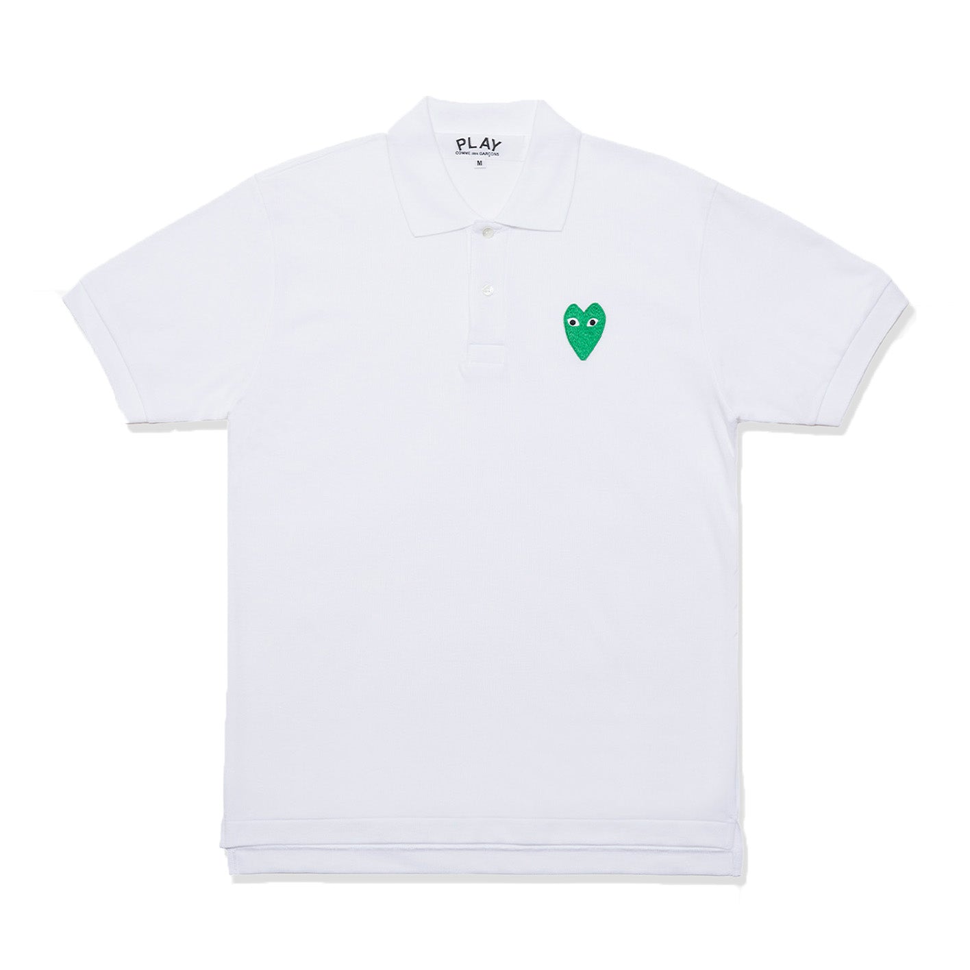 PLAY COMME des GARÇONS: Polo Shirt With Green Emblem (White