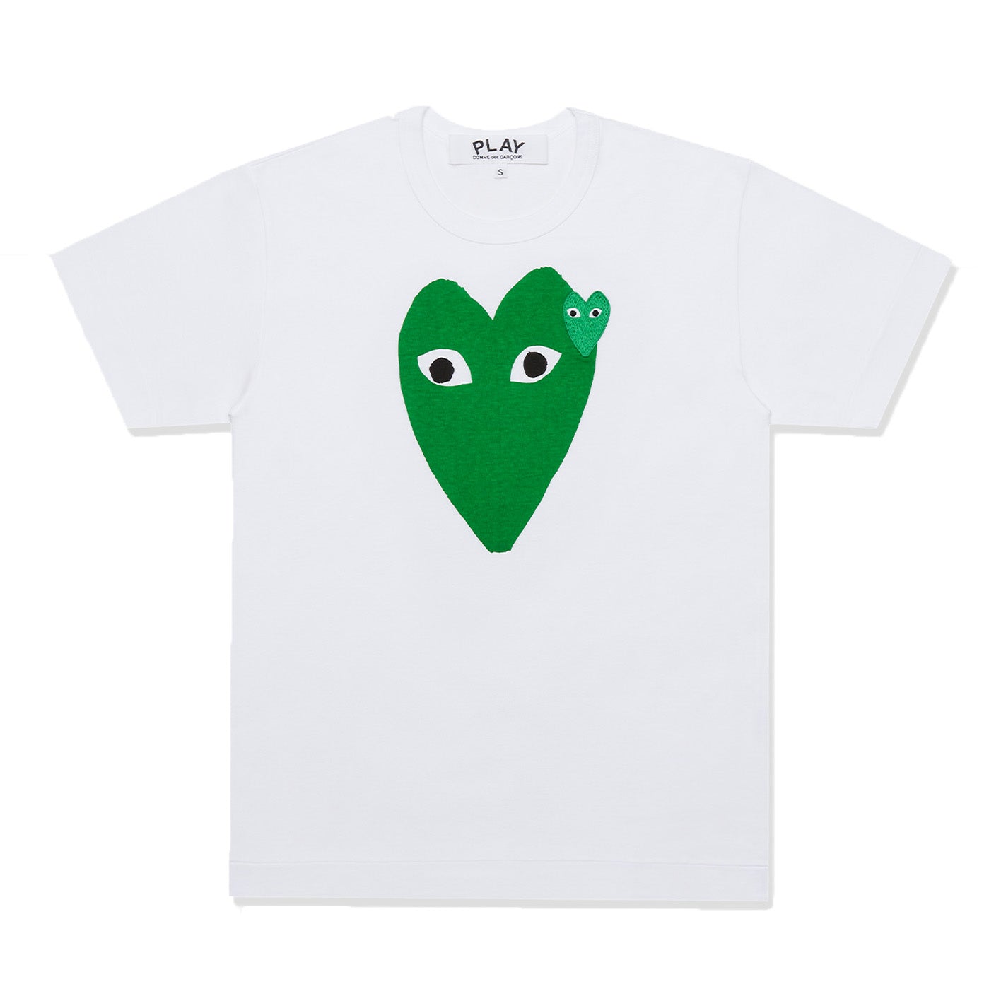 PLAY COMME des GARÇONS: Printed Green X Black Heart T-Shirt With