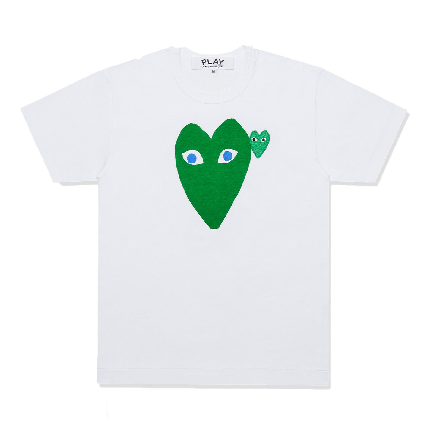 PLAY COMME des GARÇONS: Printed Heart T-Shirt With Green X Blue