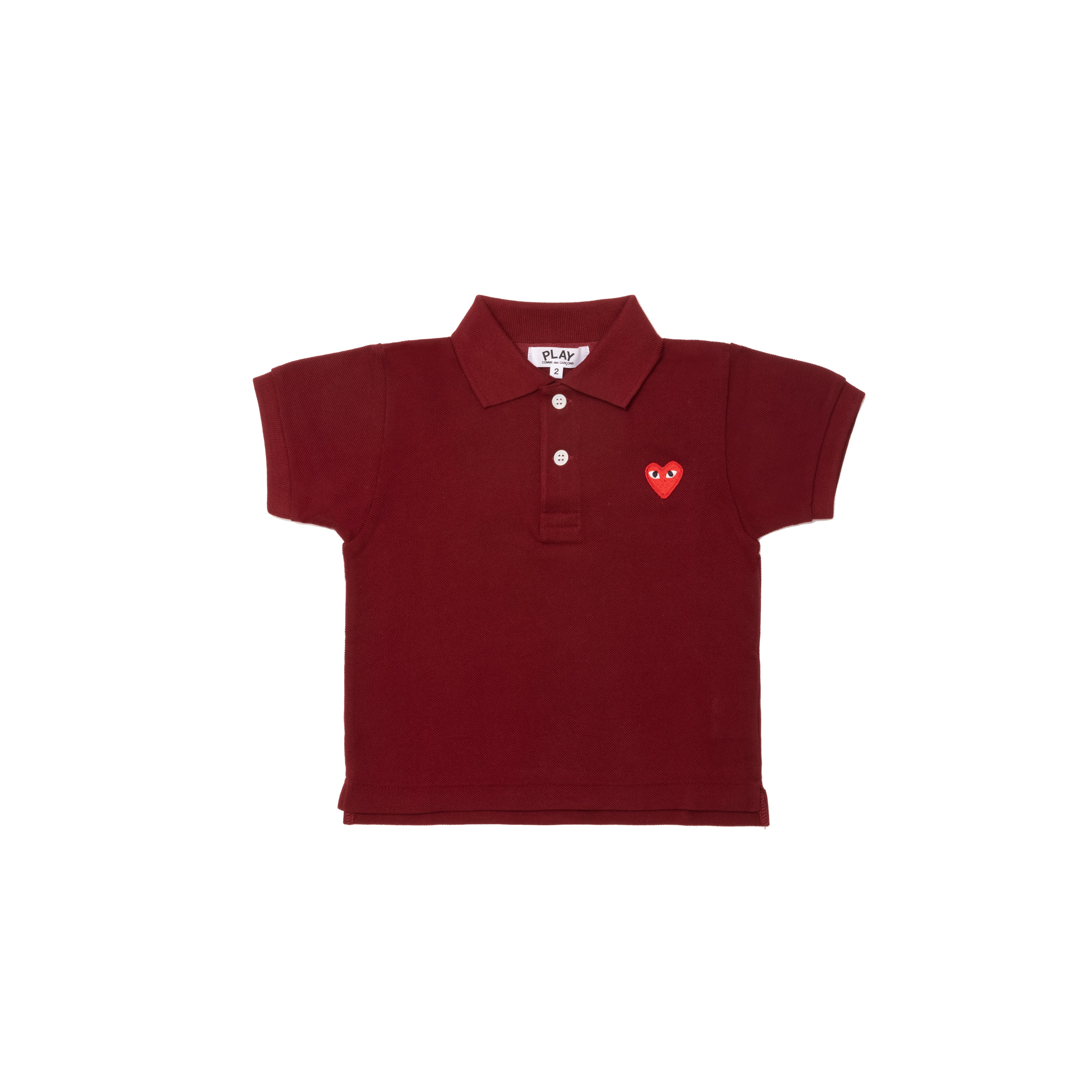 PLAY COMME des GARÇONS: Kids Polo Shirt With Red Emblem (Burgundy
