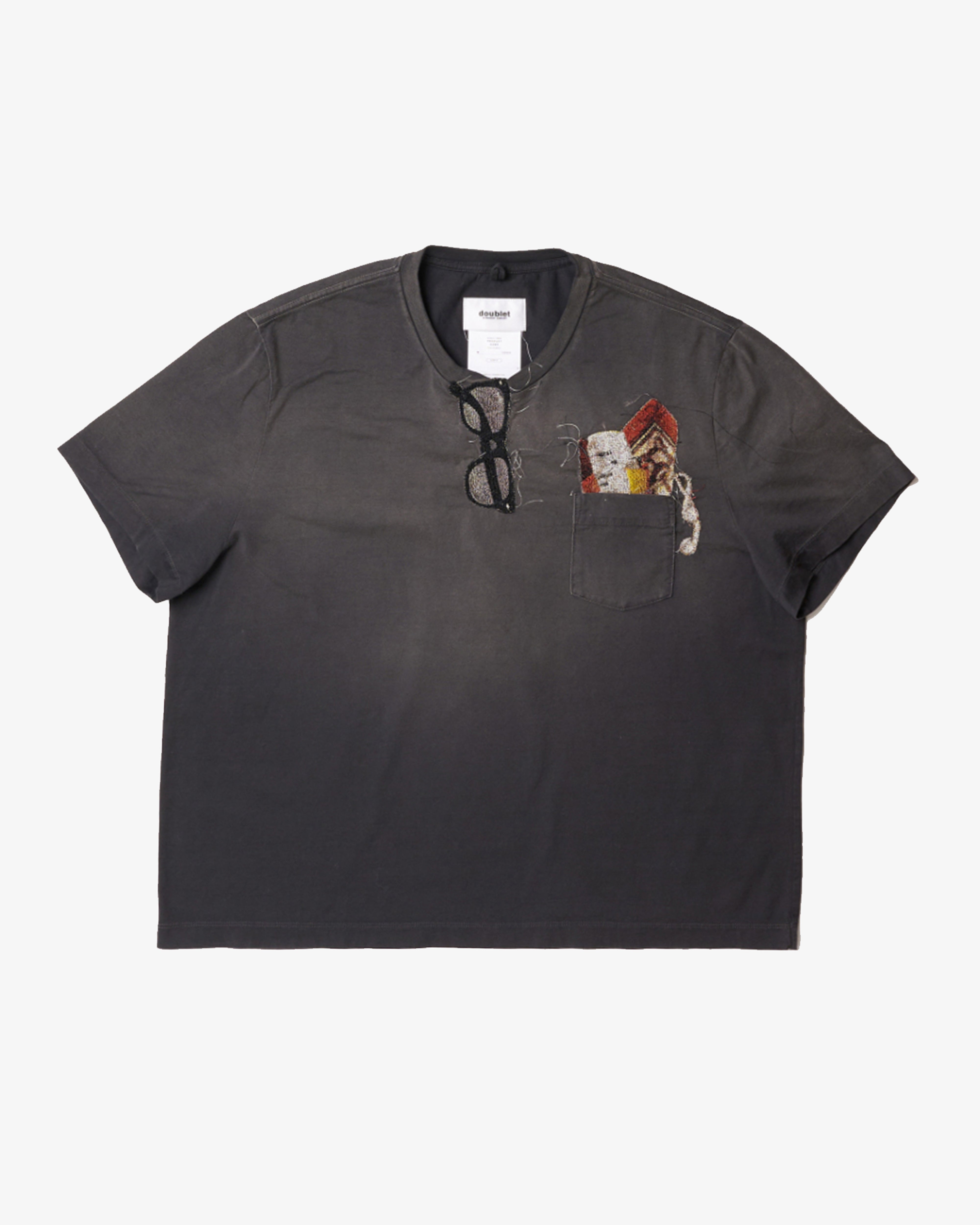 DOUBLET: Trompe L'Oeil Embroidery T-Shirt (Black) | DSMG E-SHOP