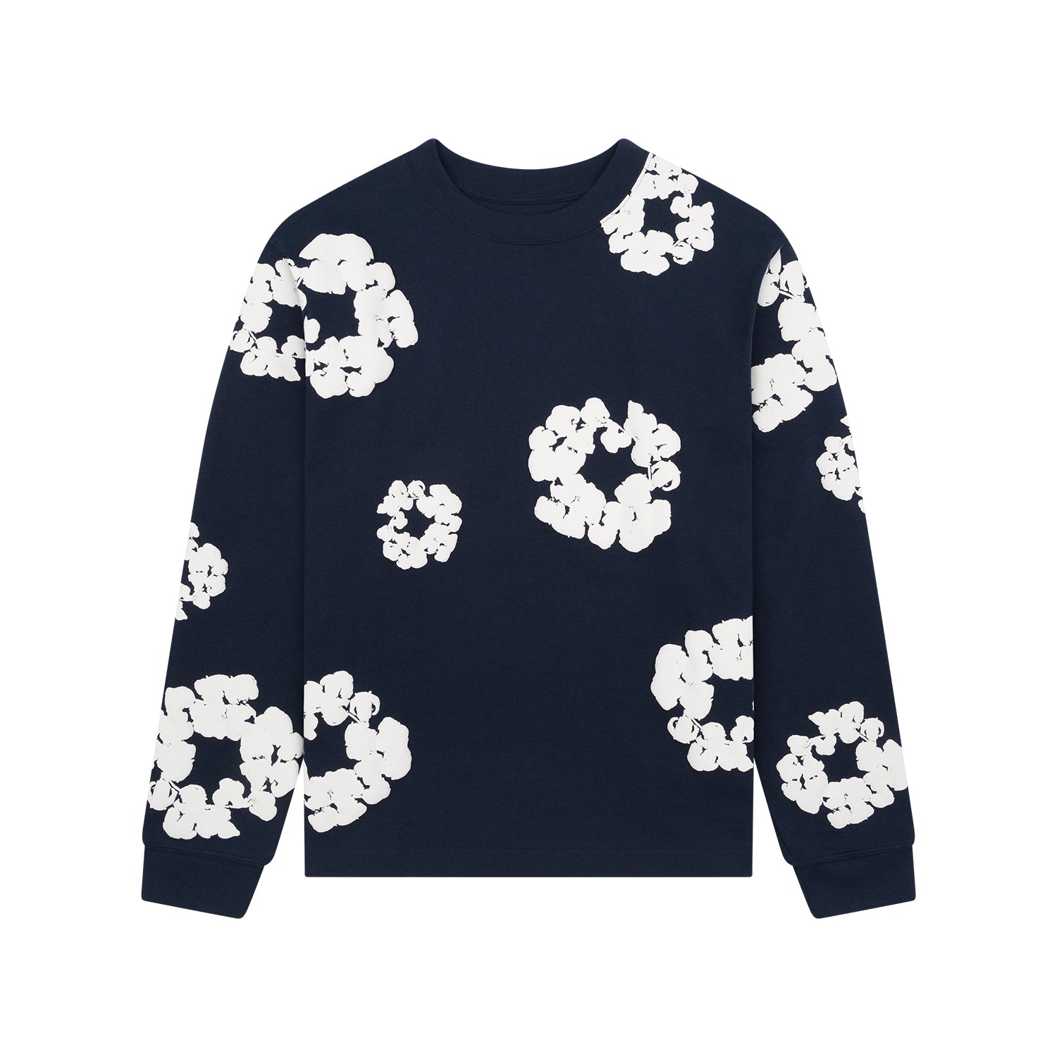 DENIM TEARS: Long Sleeve Cotton Wreath Tee (Navy) | DSMG E-SHOP 