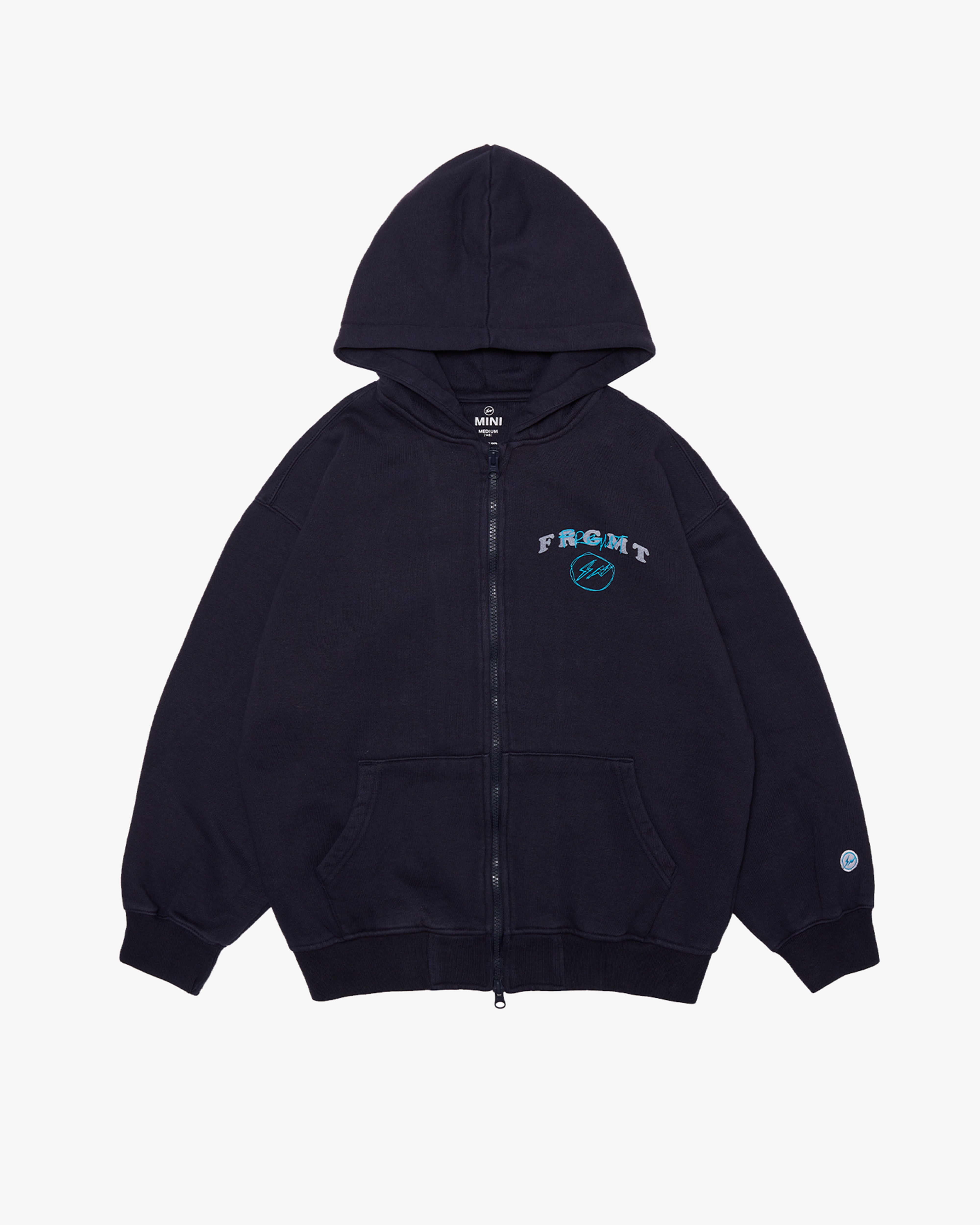 FRGMT_MINI: KIDS Mini Logo Zip Up Hoodie (Navy) | DSMG E-SHOP