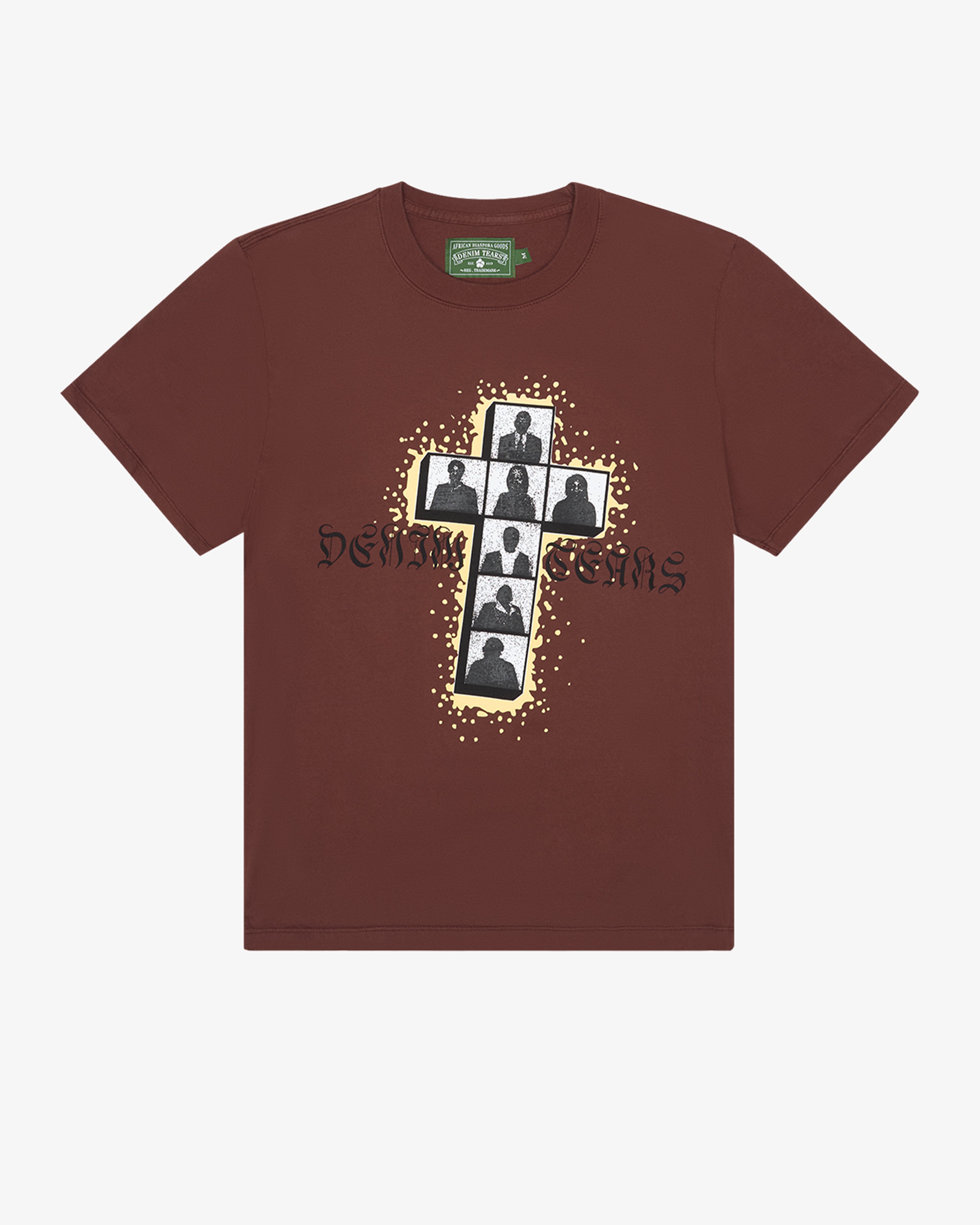 DENIM TEARS: Cross Tee (Brown) | DSMG E-SHOP