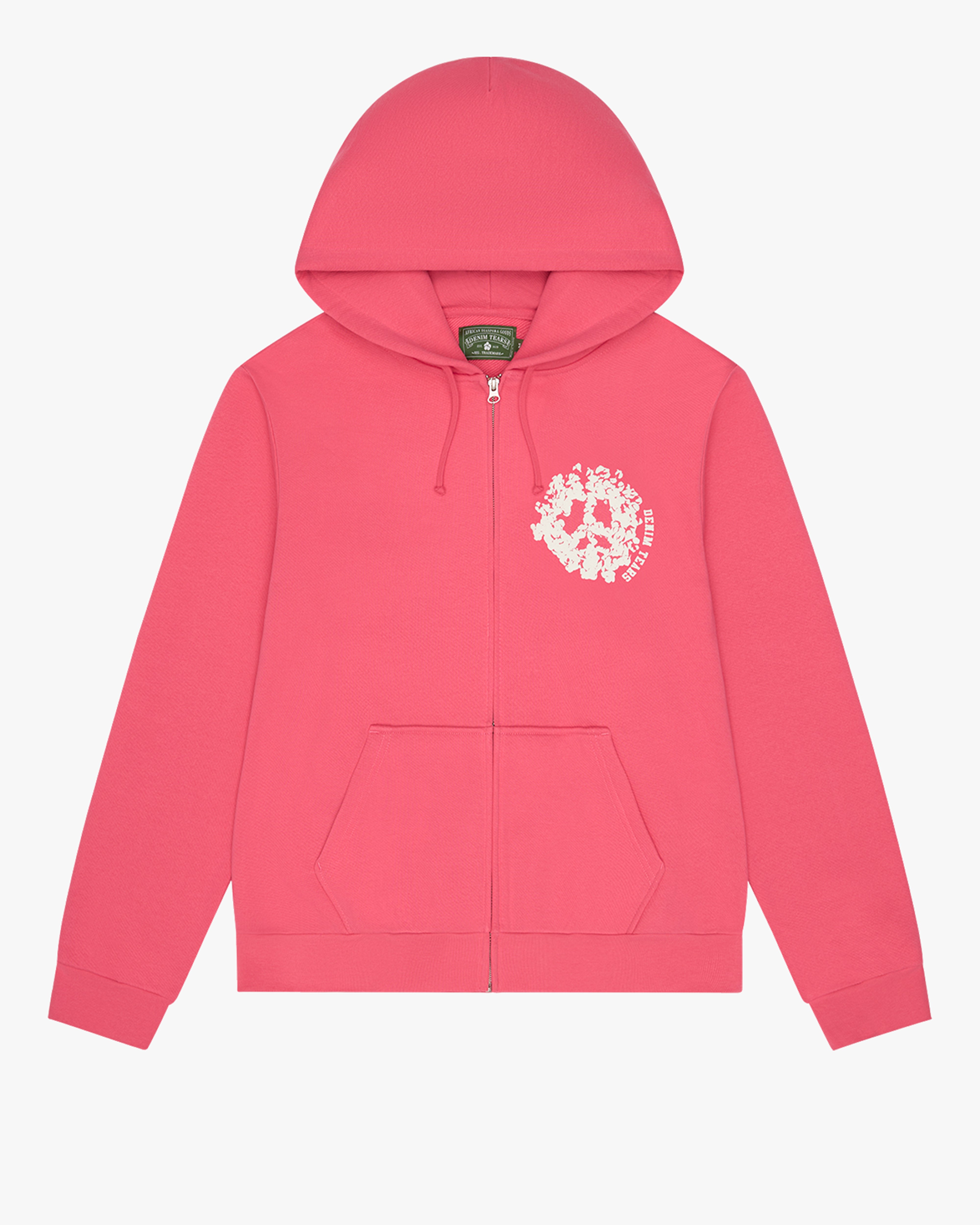 DENIM TEARS: Denim University Zip Hoodie (Pink) | DSMG E-SHOP