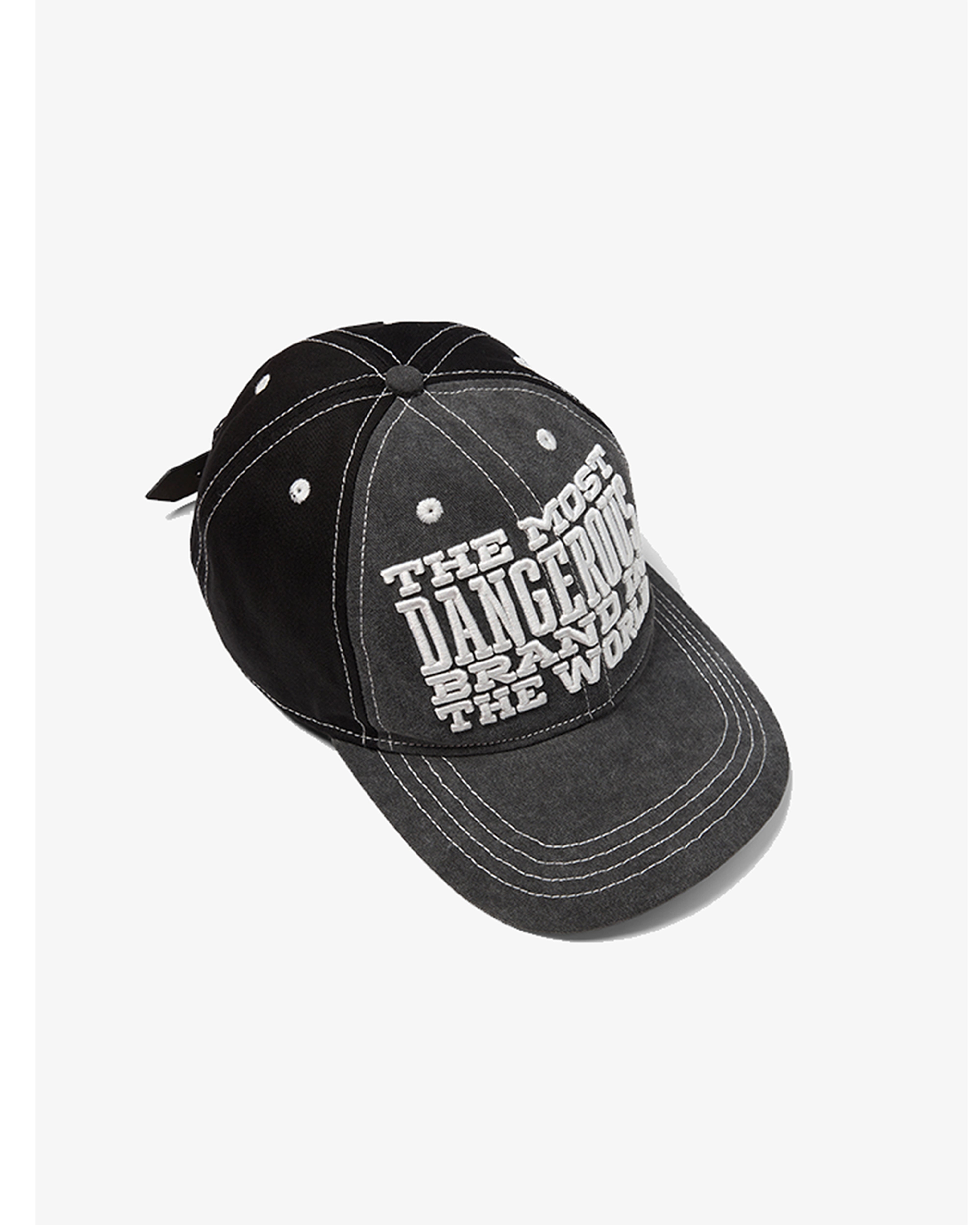 DENIM TEARS: Topstitch Mission Statement Cap (Black) | DSMG E-SHOP