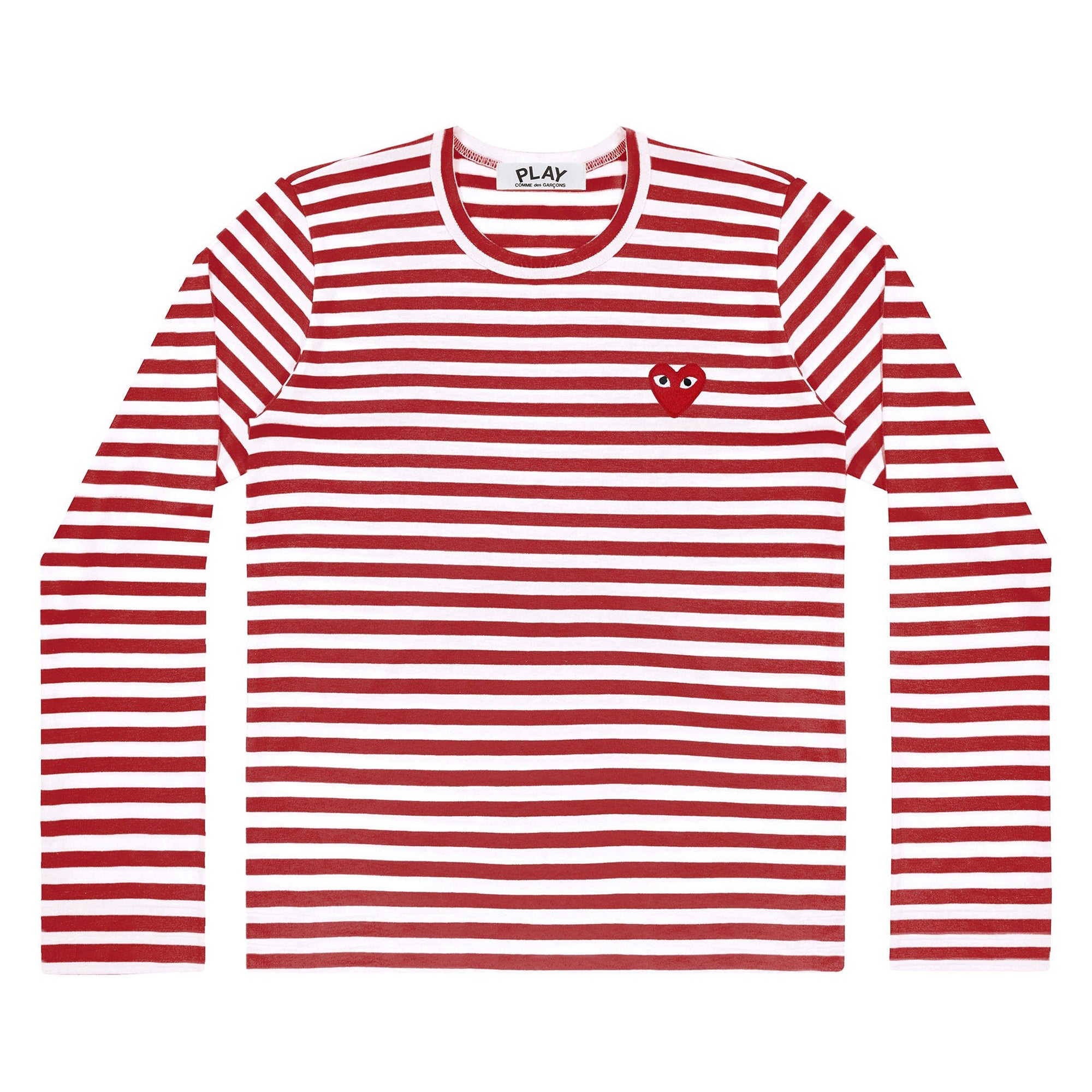 PLAY CDG: Unisex Border Long Sleeve T-Shirt (RED/WHITE) | DSMG E-SHOP