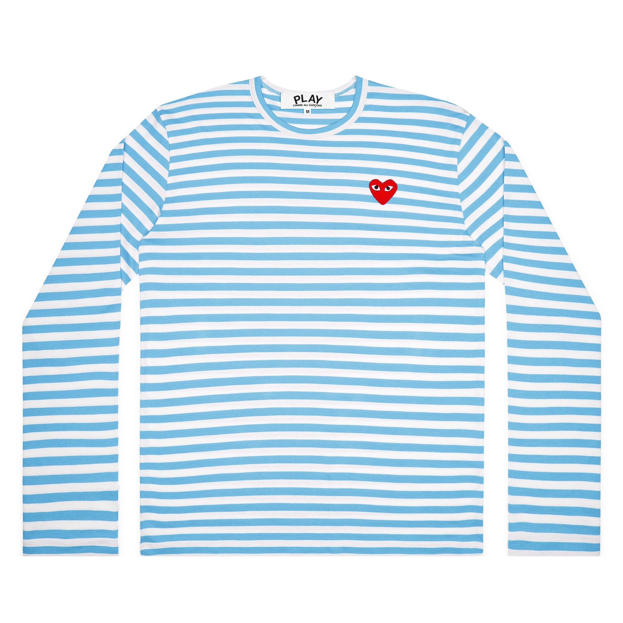 PLAY CDG: Unisex Border Long Sleeve T-Shirt (BLUE/WHITE) | DSMG E-SHOP