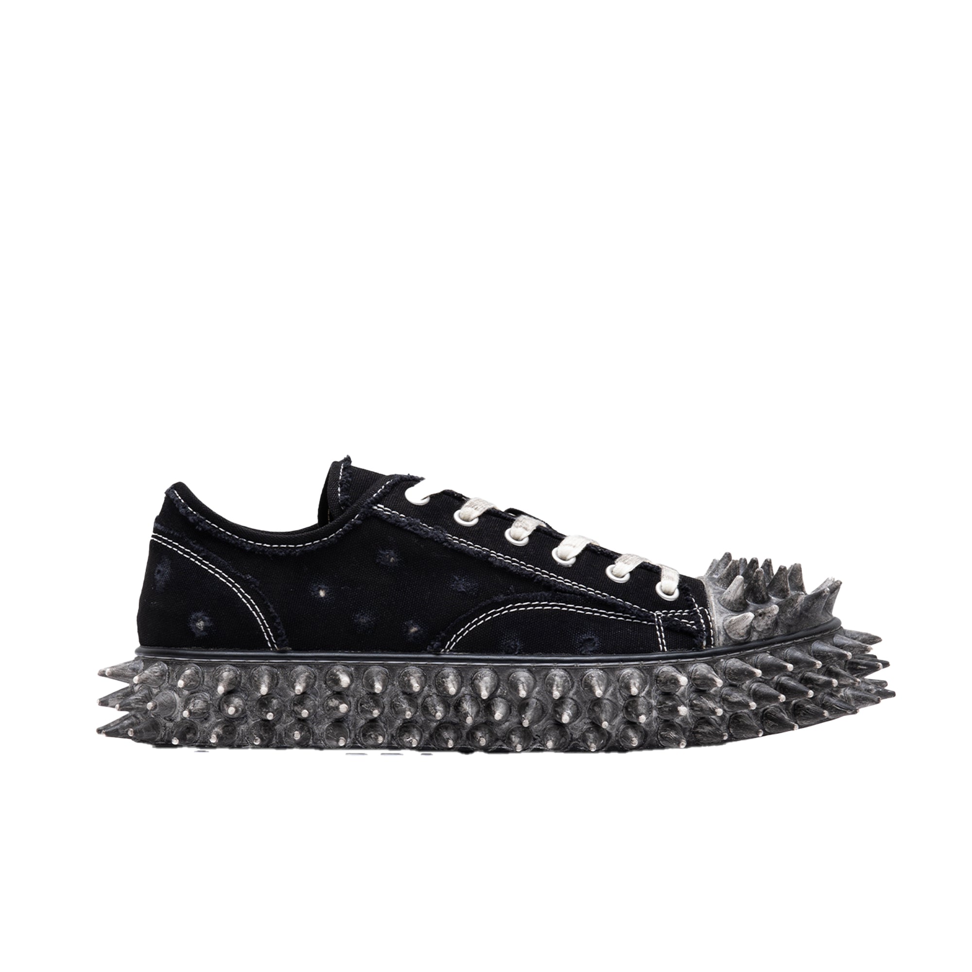 DOUBLET: Dirty Spike Toe Cap Canvas Sneaker (Black) | DSMG E-SHOP