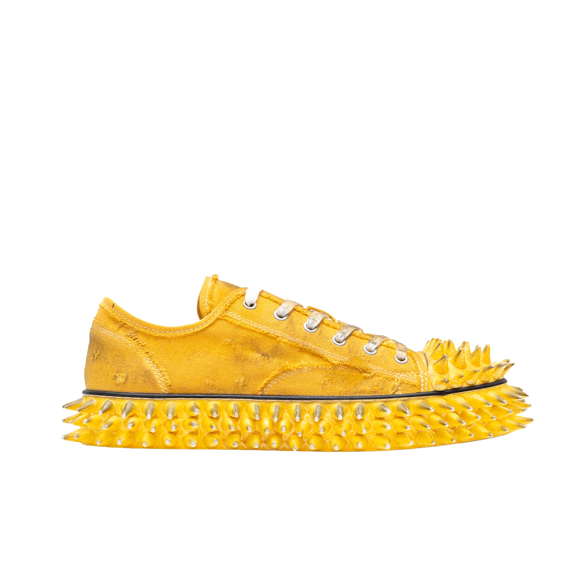 DOUBLET: Dirty Spike Toe Cap Canvas Sneaker (Yellow) | DSMG E-SHOP