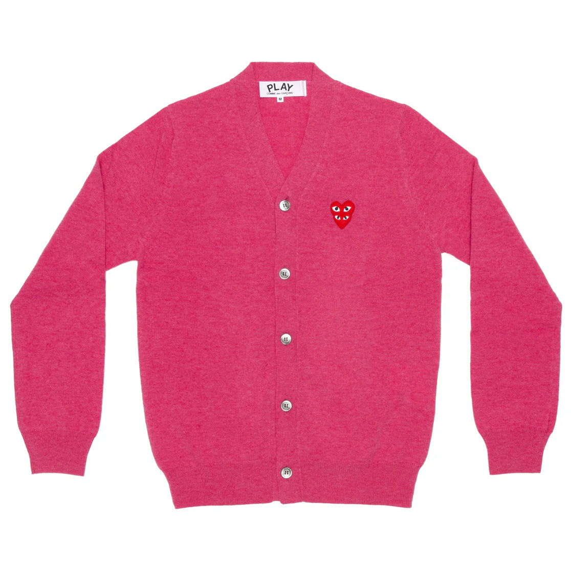PLAY COMME des GARÇONS: V-Neck Cardigan With Red Layered Emblem