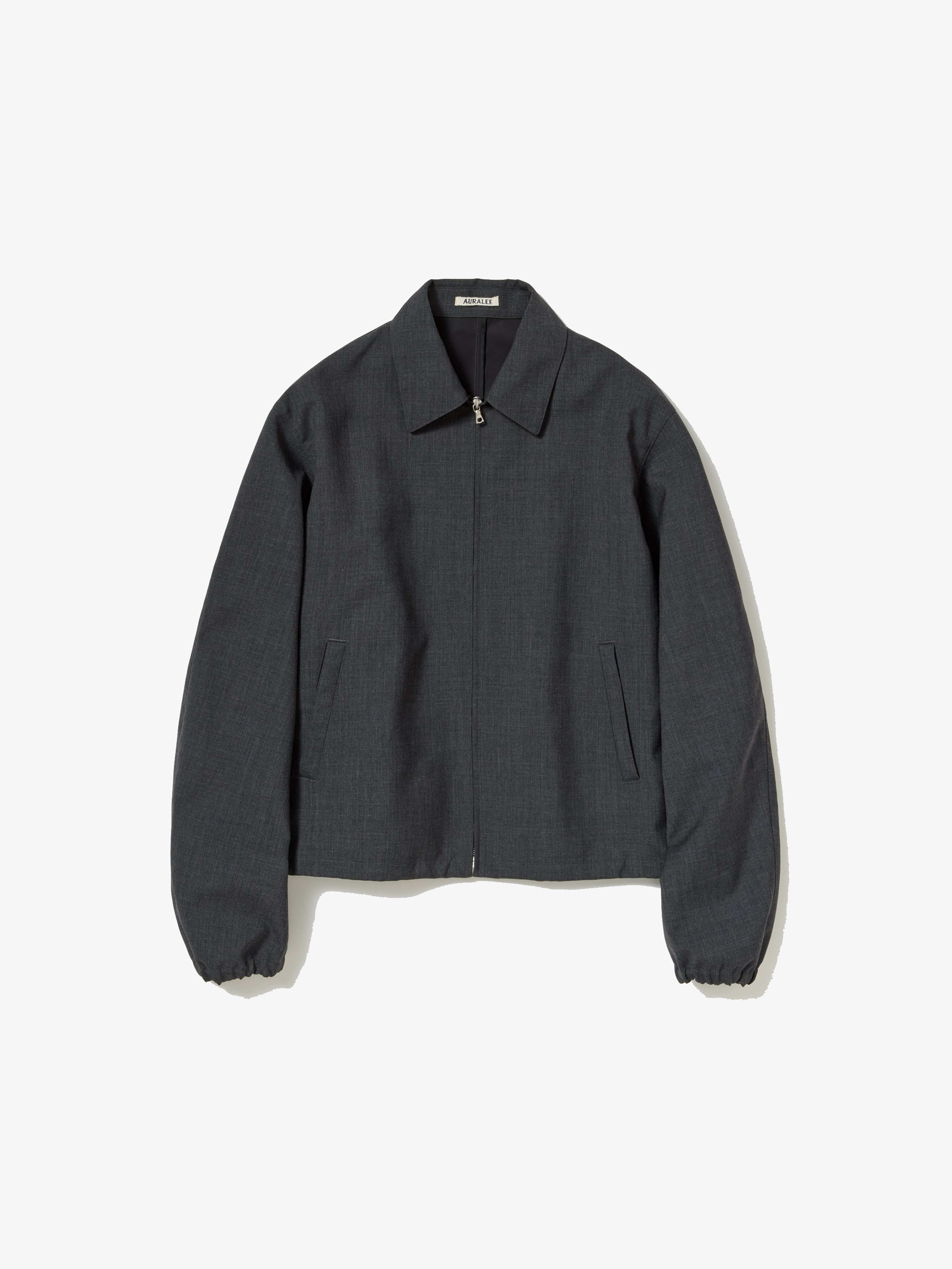 AURALEE: BONDED TROPICAL WOOL ZIP BLOUSON (TOP CHARCOAL) | DSMG E-SHOP