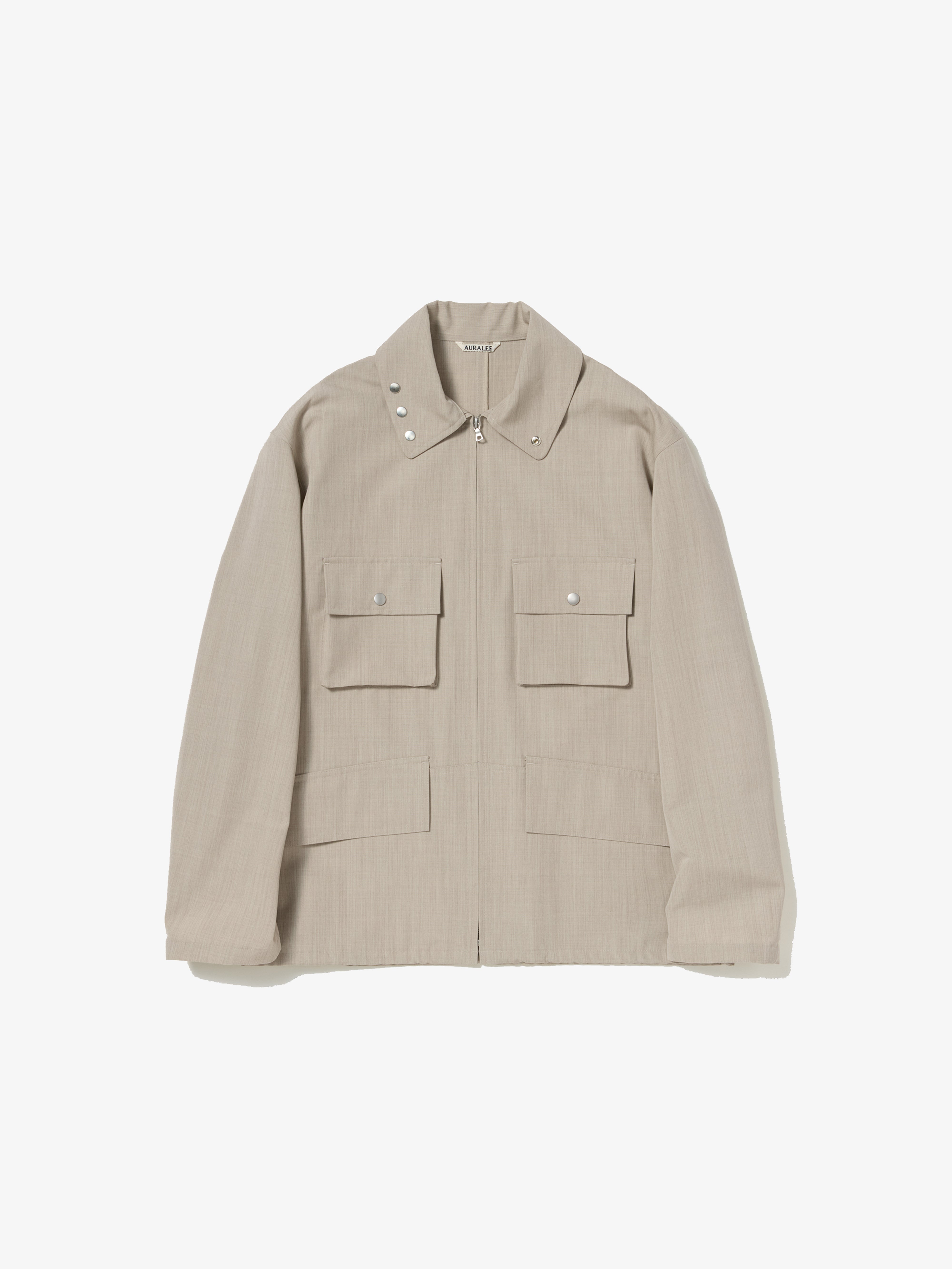 AURALEE: WOOL MAX CANVAS BLOUSON (TOP GRAY BEIGE) | DSMG E-SHOP