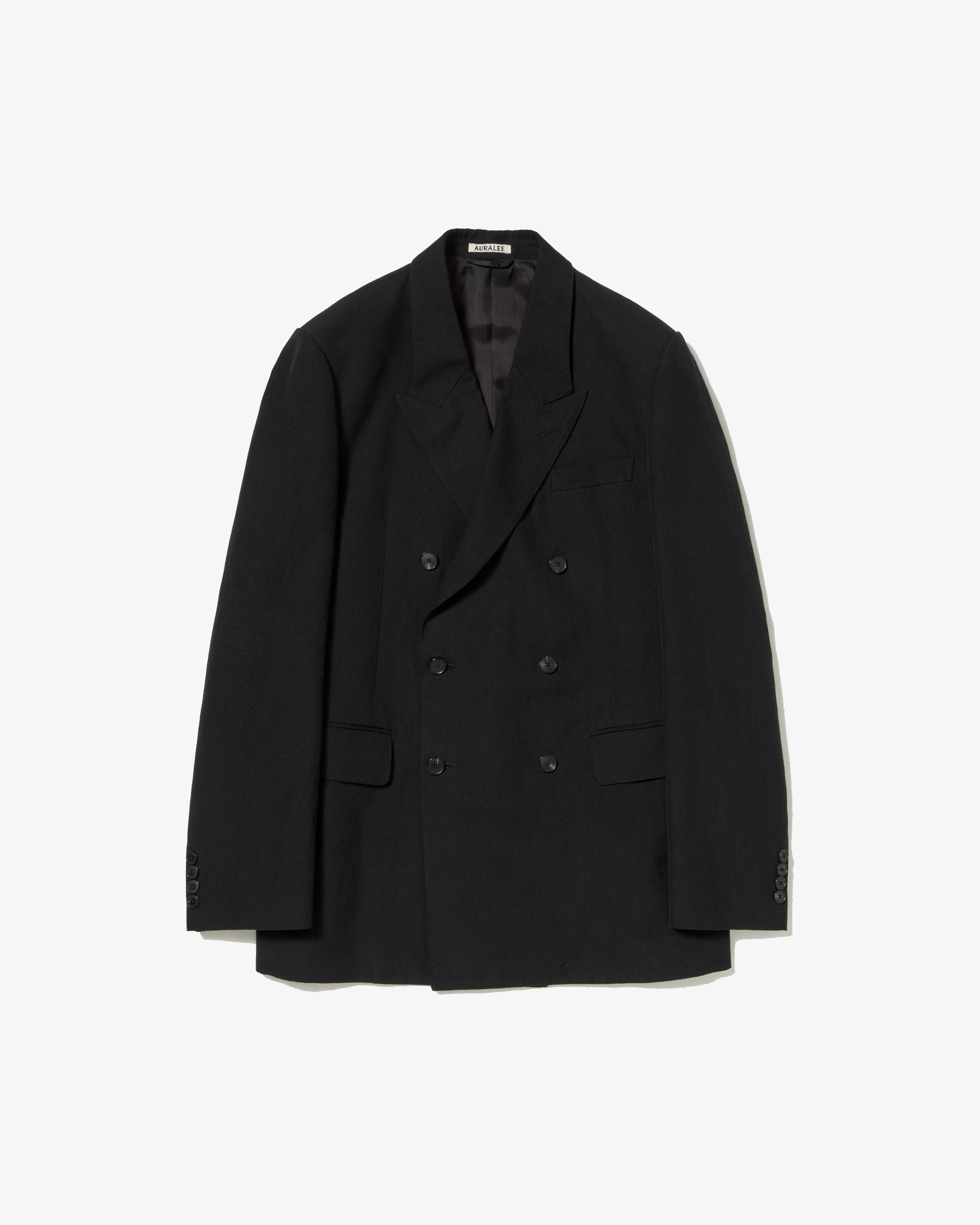 ジャケット・アウター AURALEE WOOL COTTON LINEN DOUBLE JACKET AURALEE: WOOL COTTON LINEN OX DOUBLE-BREASTED JACKET (BLACK