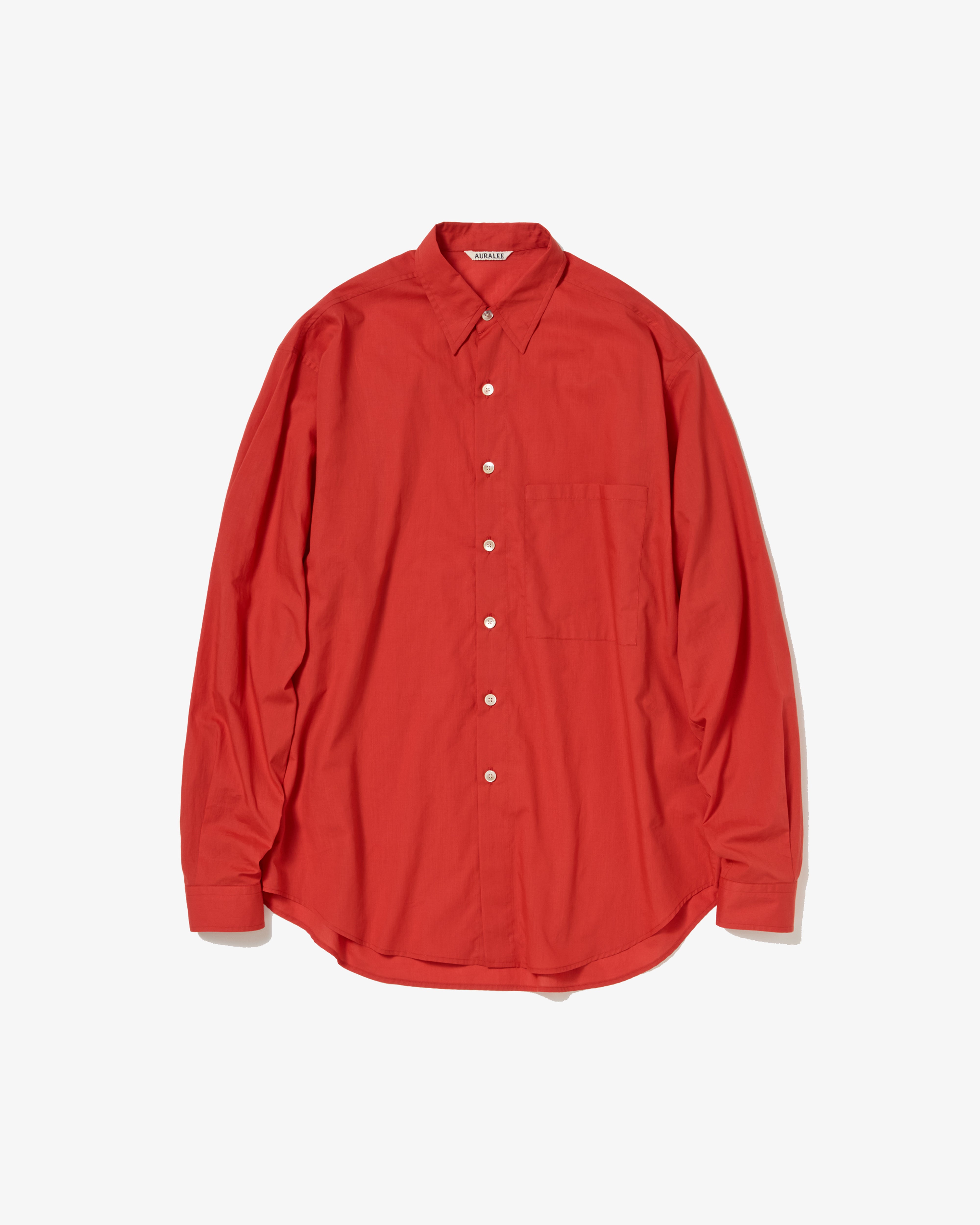 AURALEE: SUPER FINE COTTON LAWN SHIRT (RED) | DSMG E-SHOP