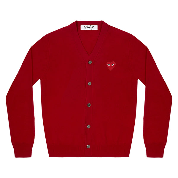 PLAY CDG - RED HEART MEN'S CARDIGAN - (RED)